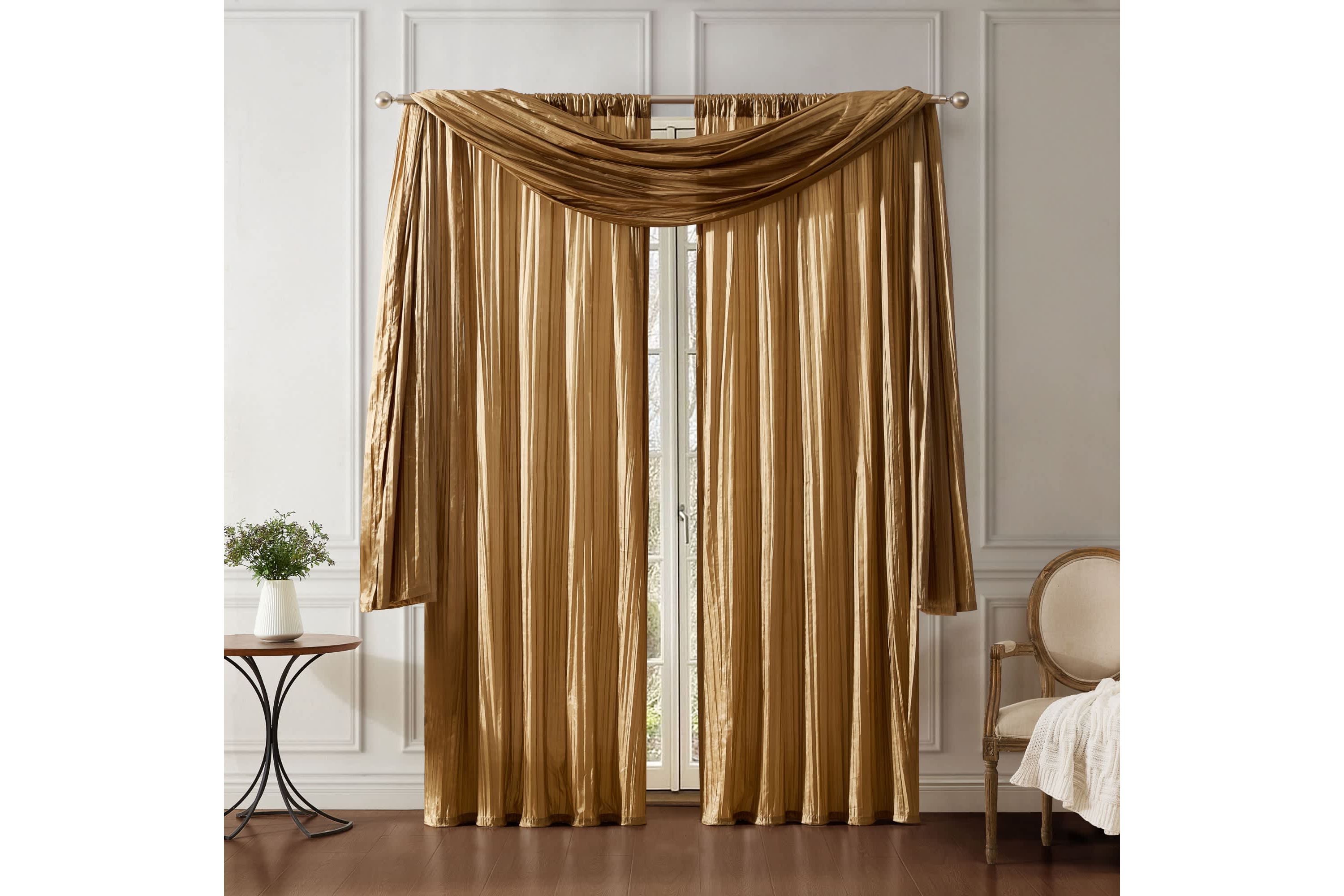 Athena Faux Silk Window Curtain and Scarf Set