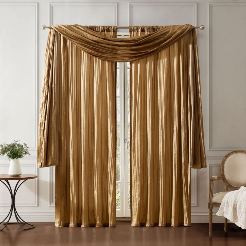 Athena Faux Silk Window Curtain and Scarf Set