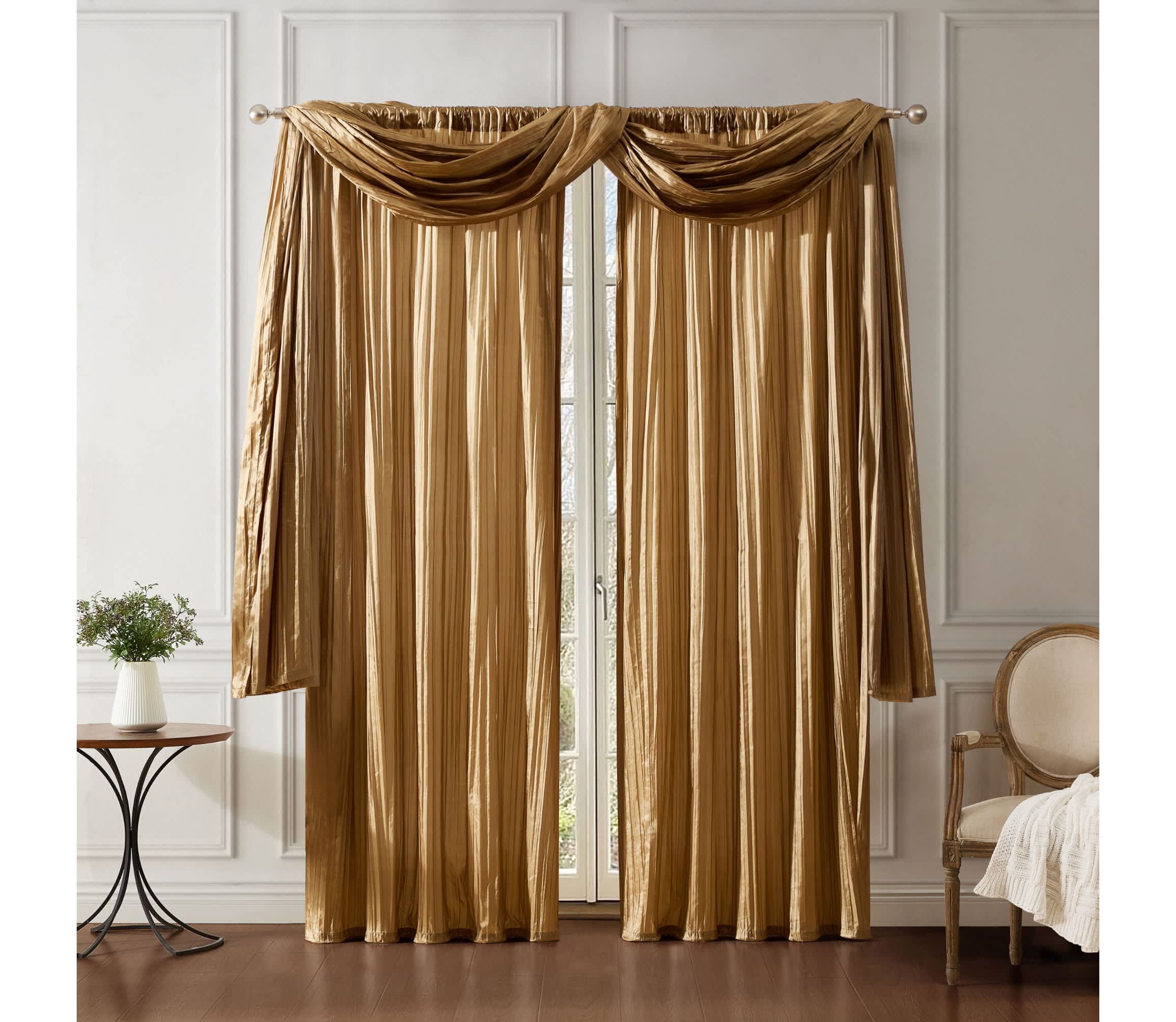 Athena Faux Silk Window Curtain and Scarf Set