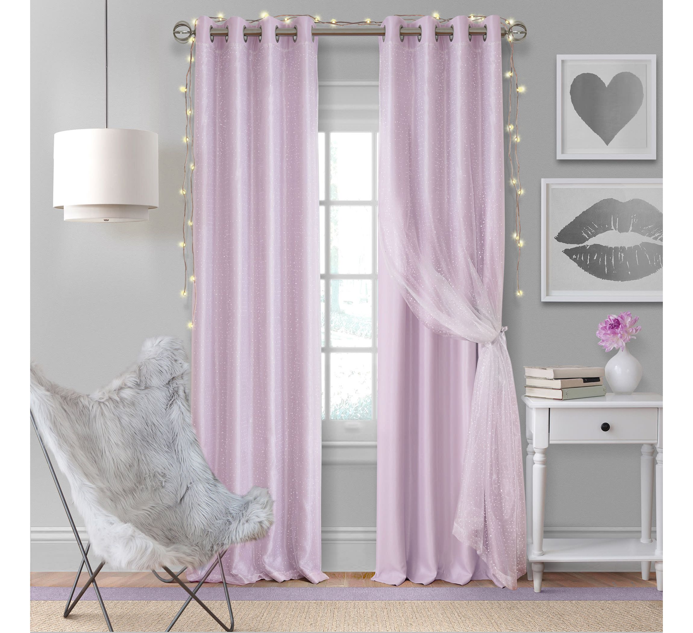 Aurora Kids Room Darkening Layered Sheer Curtain