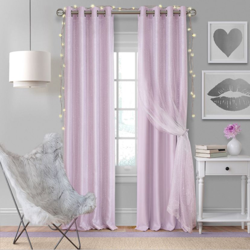 Aurora Kids Room Darkening Layered Sheer Curtain