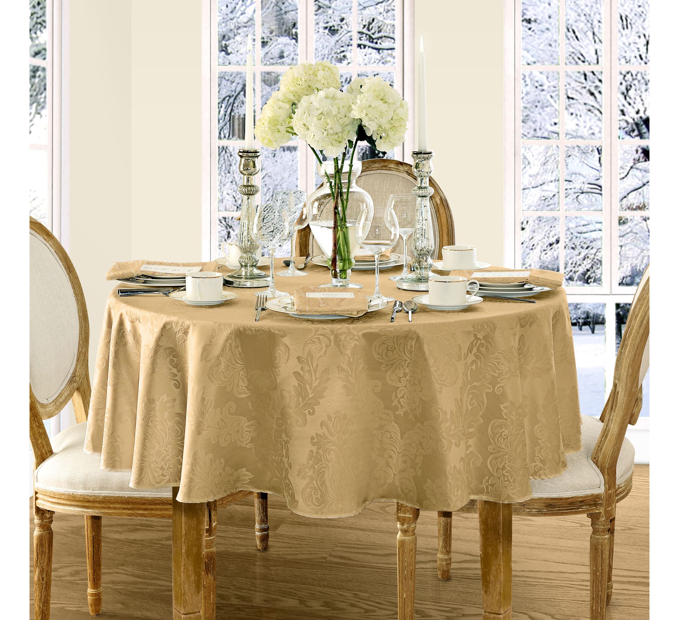 Barcelona Jacquard Damask Tablecloth - Round/Oval