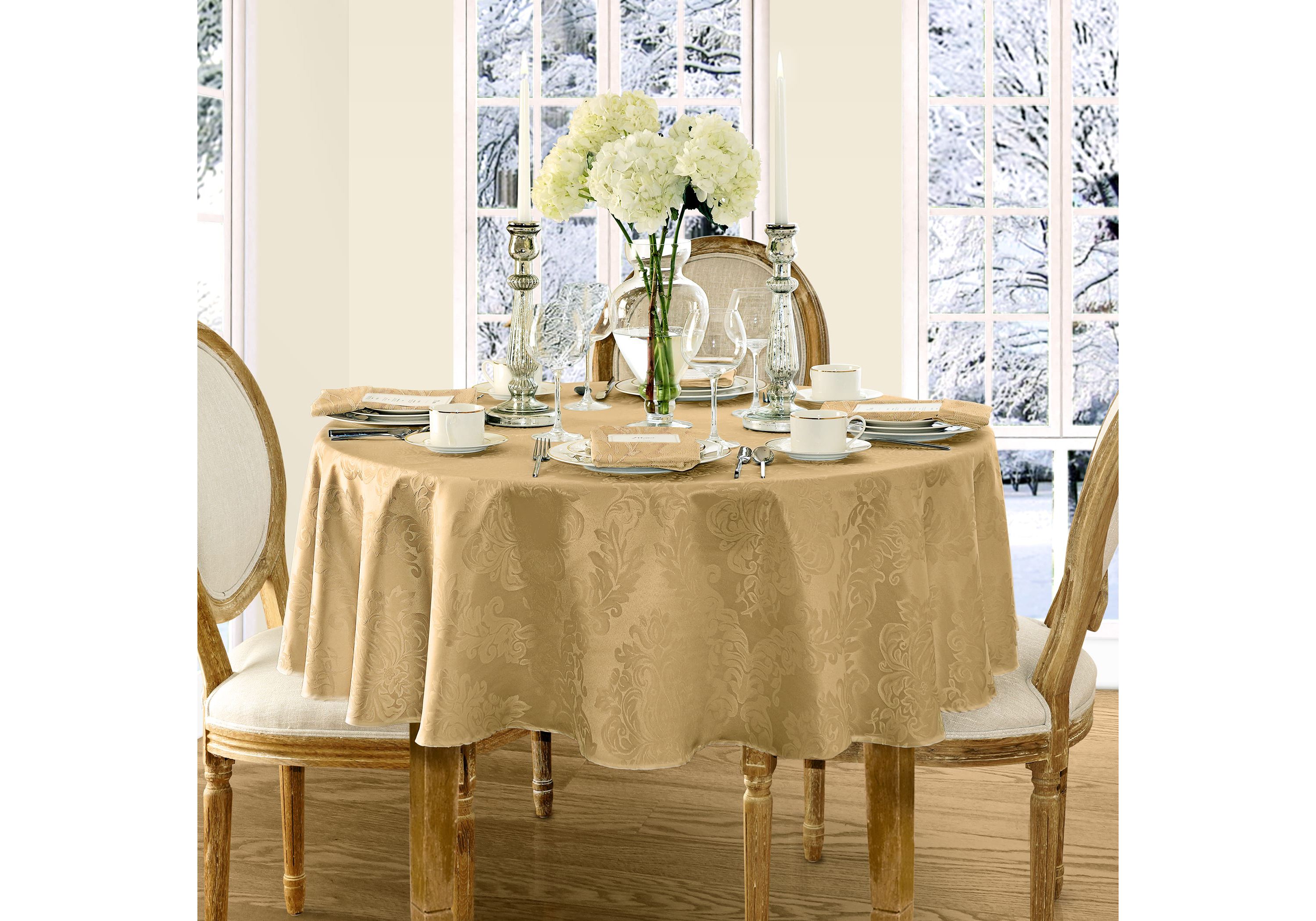 Barcelona Jacquard Damask Tablecloth - Round/Oval