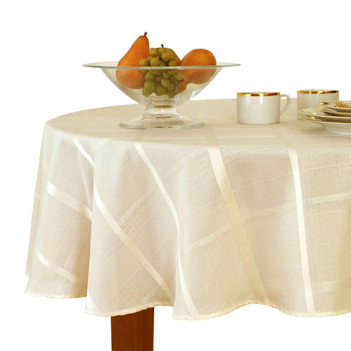 Elegance Plaid Jacquard Tablecloth - Round/Oval