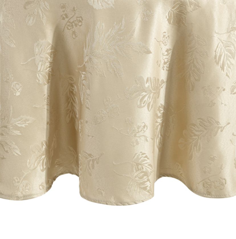 Elegant Woven Leaves Jacquard Damask Tablecloth - Round/Oval