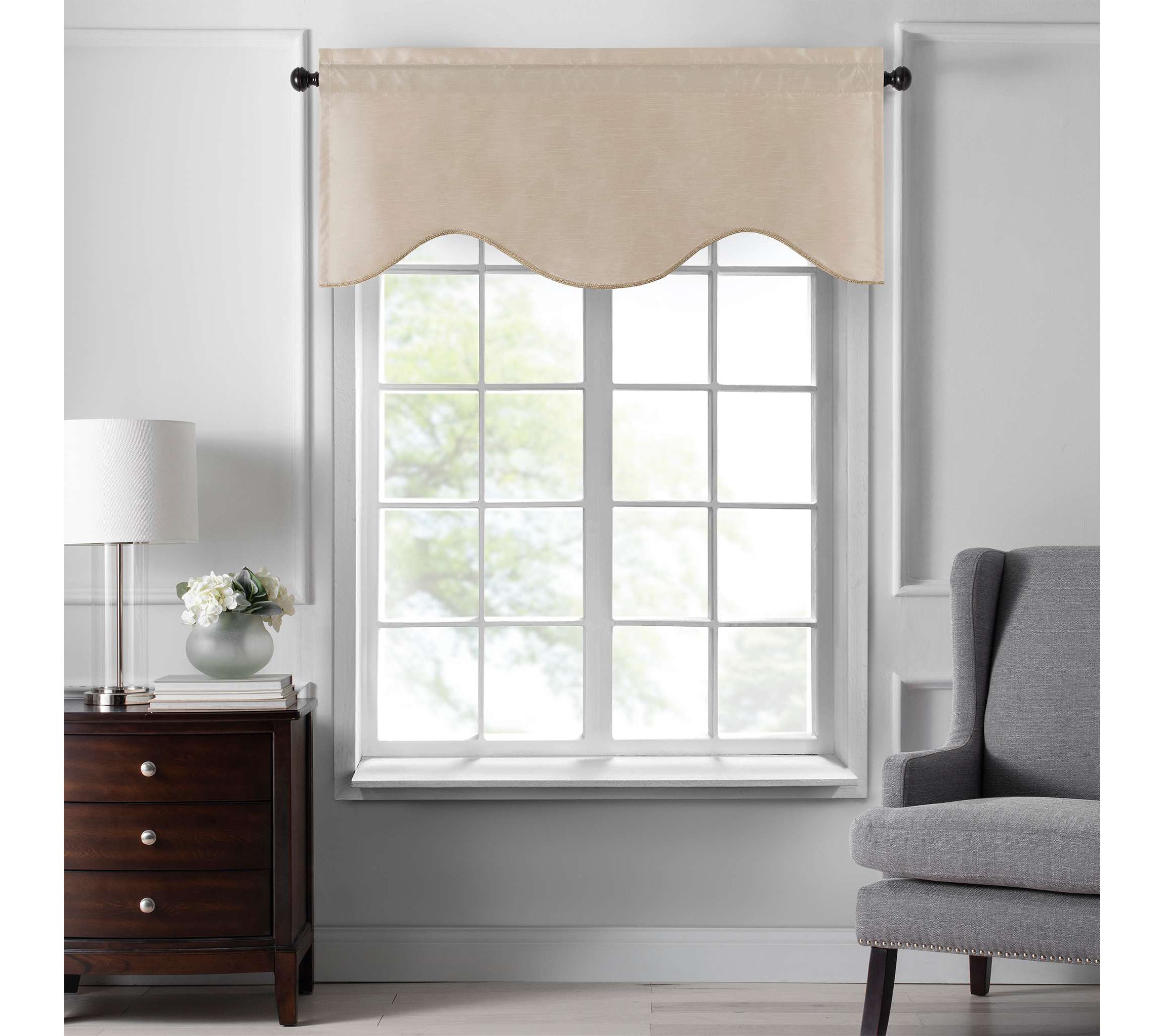 Colette Faux Silk Scalloped Window Valance - 50"x21"