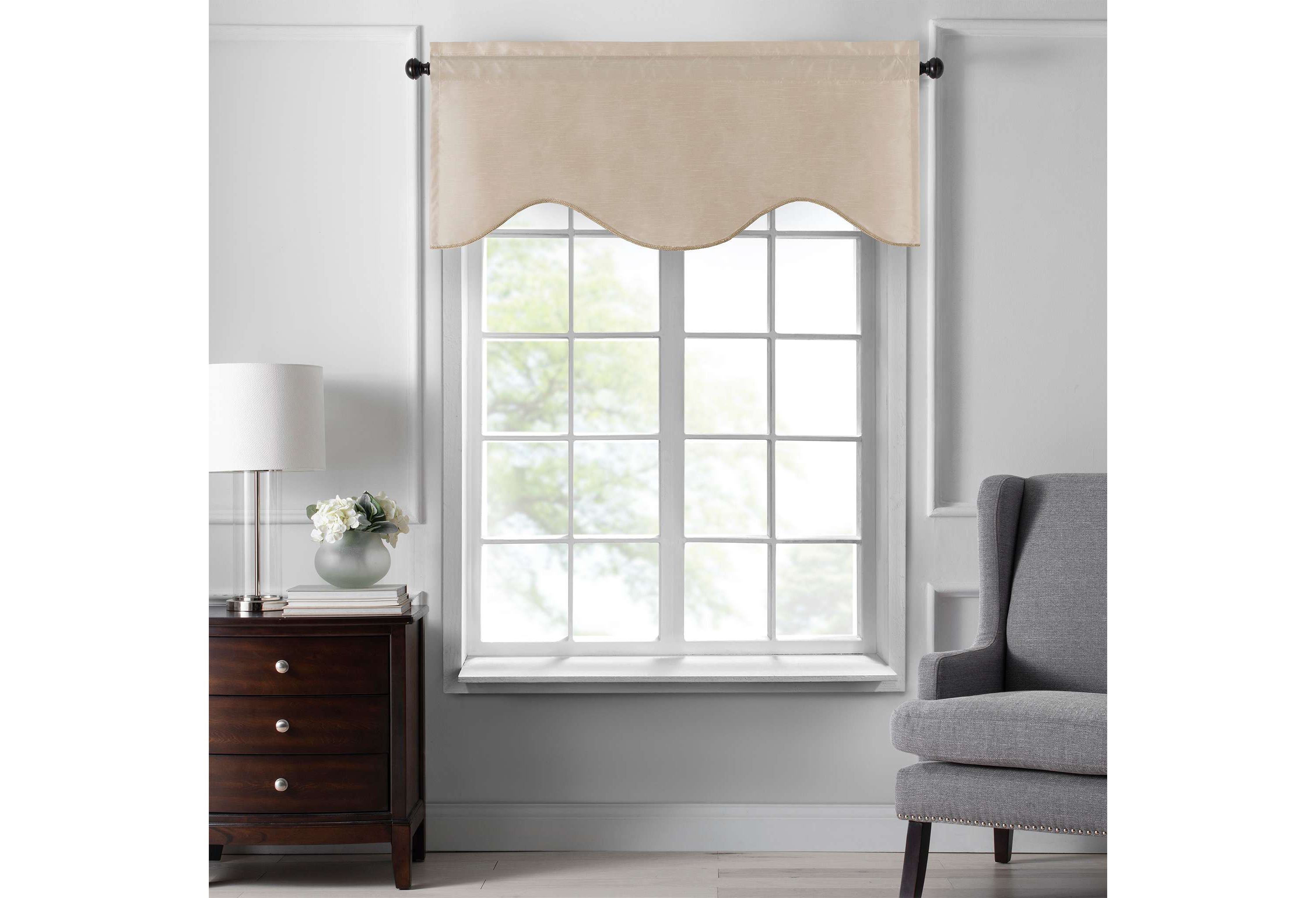 Colette Faux Silk Scalloped Window Valance - 50"x21"