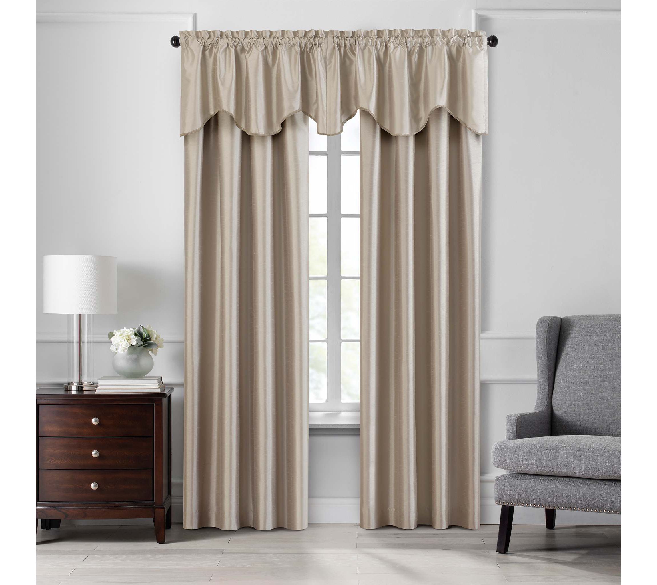 Colette Faux Silk Scalloped Window Valance - 50"x21"