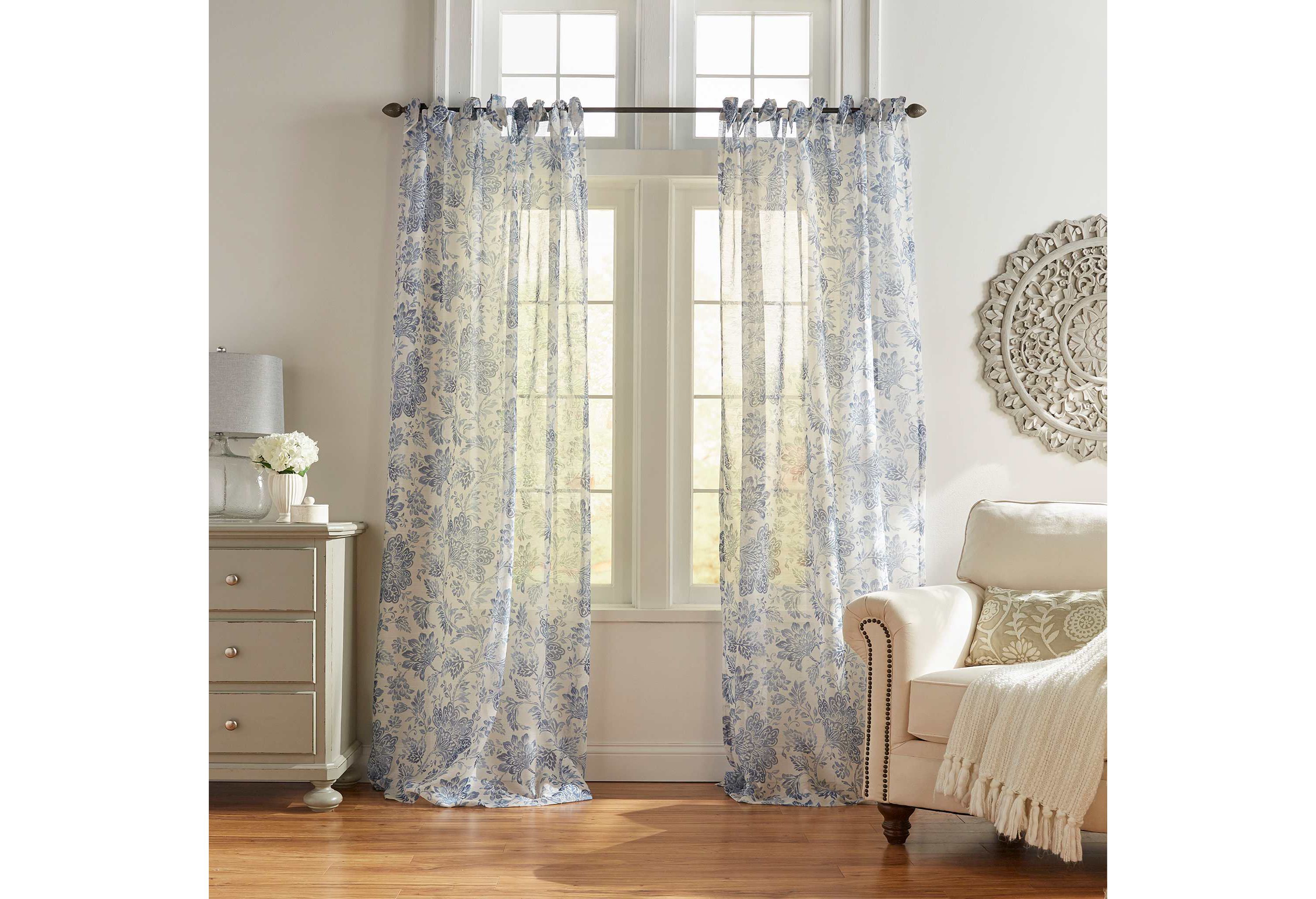 Westport Floral Tie-Top Sheer Window Curtain