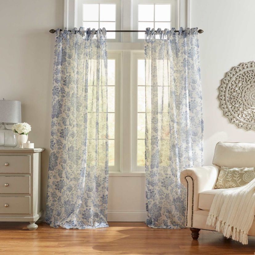 Westport Floral Tie-Top Sheer Window Curtain