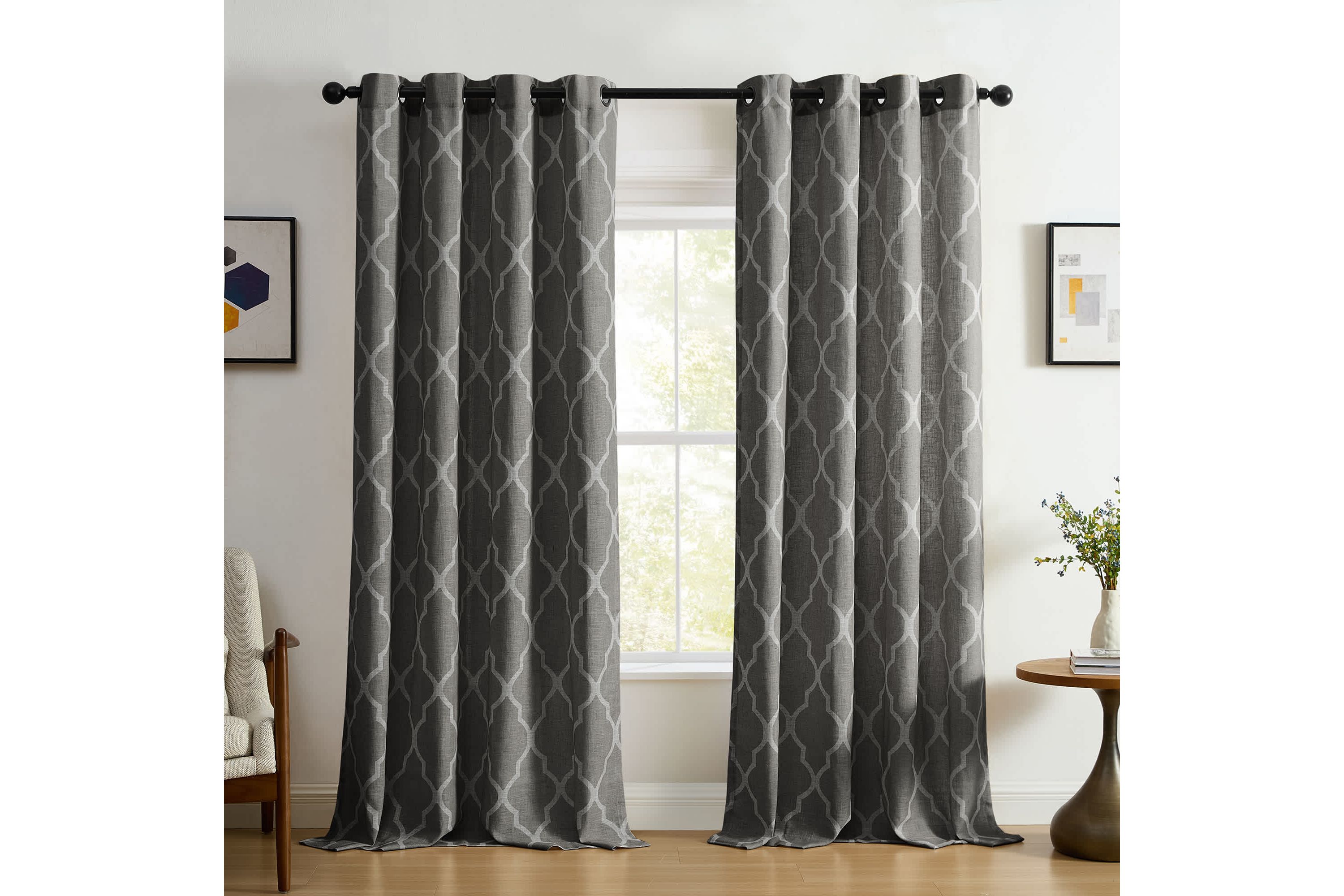 Medalia Room Darkening Geometric Window Curtain