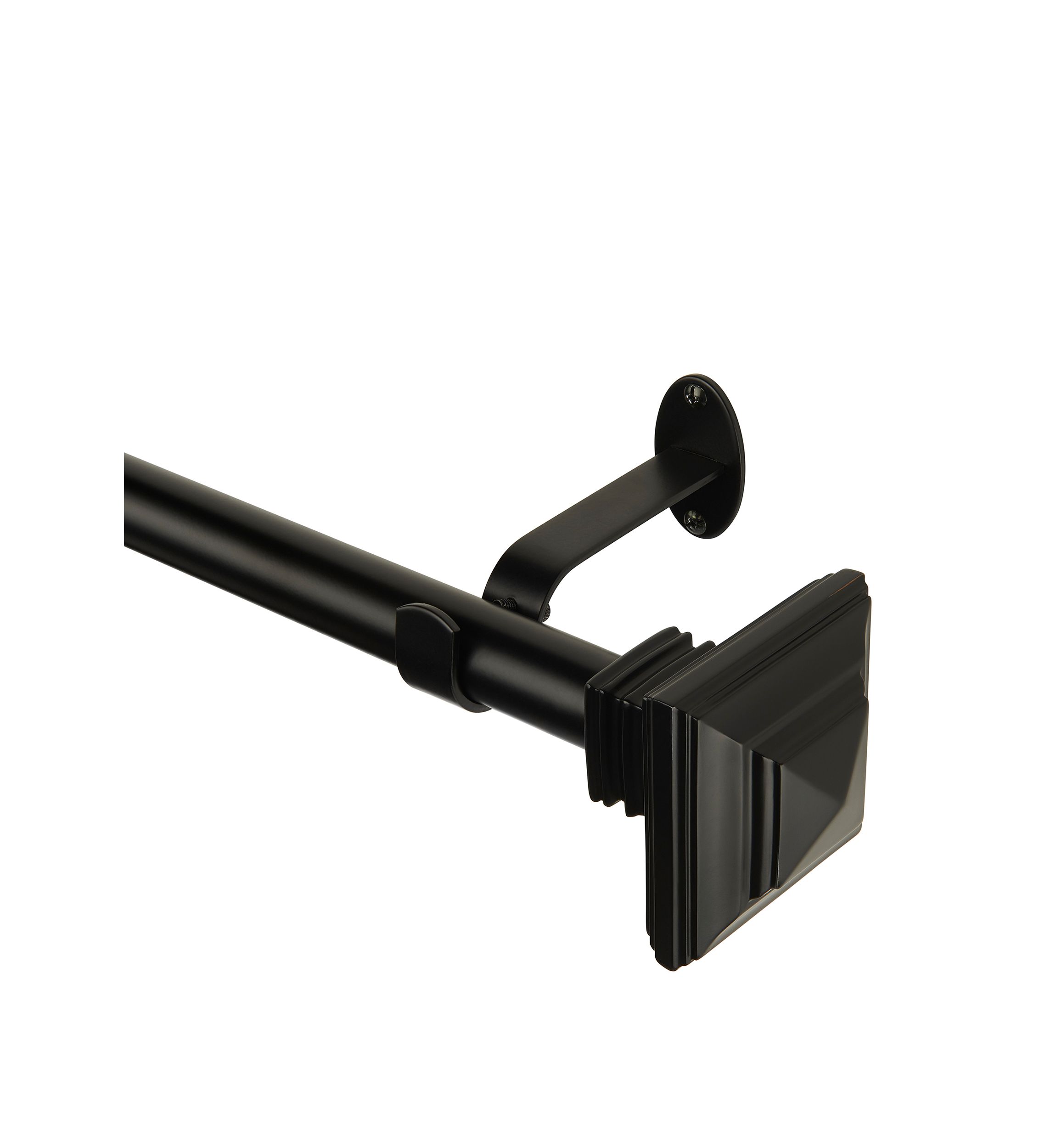 Florence Single Curtain Rod with Stacked Square Finial