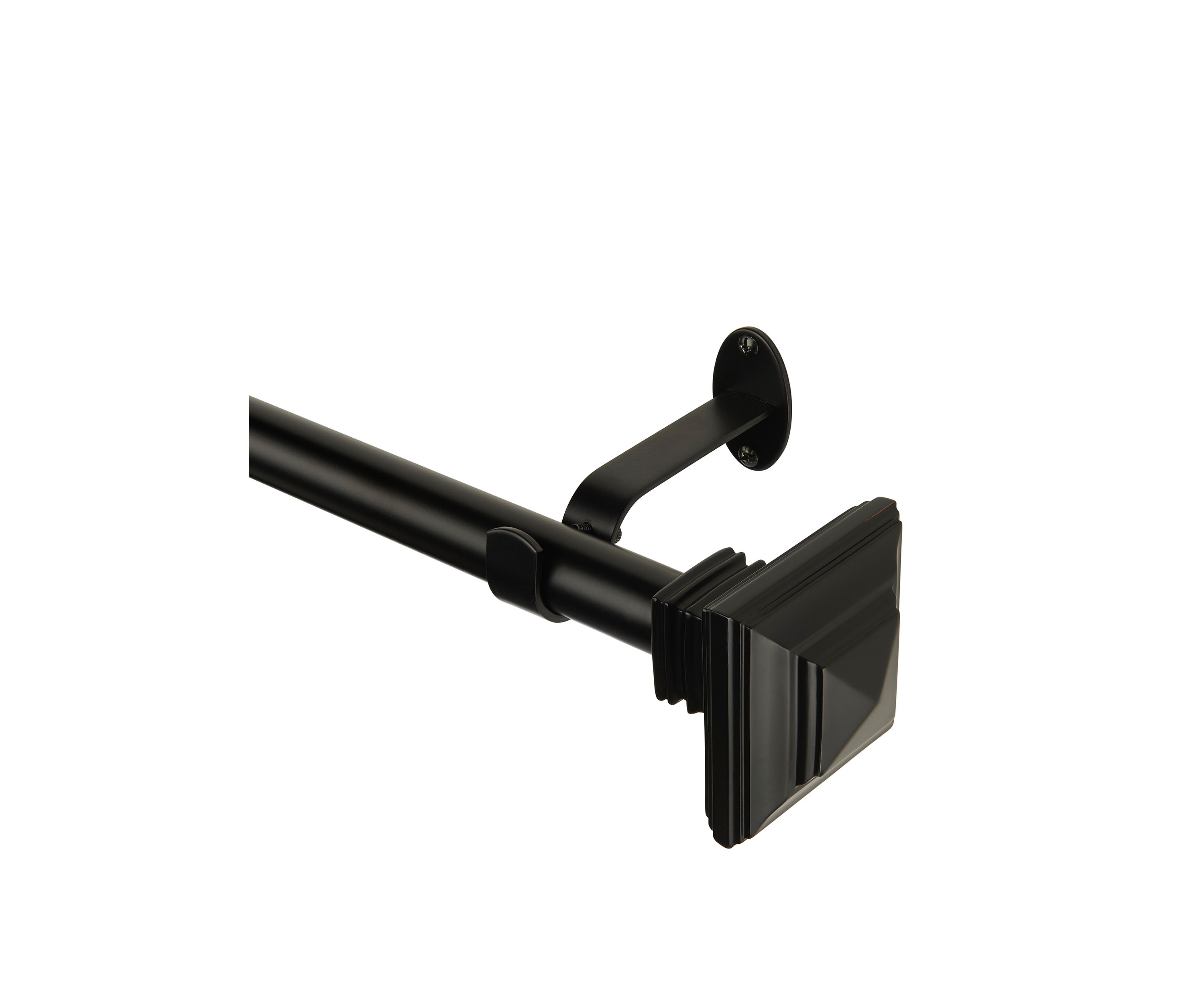Florence Single Curtain Rod with Stacked Square Finial