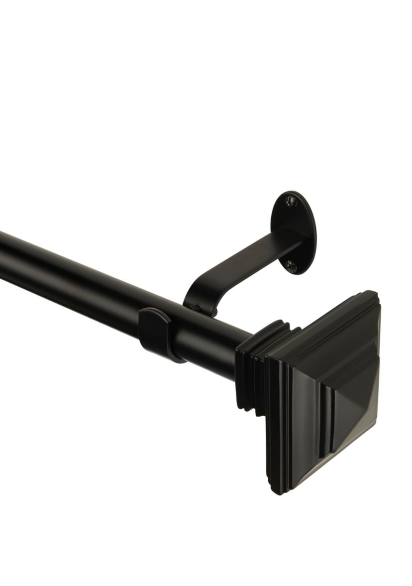 Florence Single Curtain Rod with Stacked Square Finial