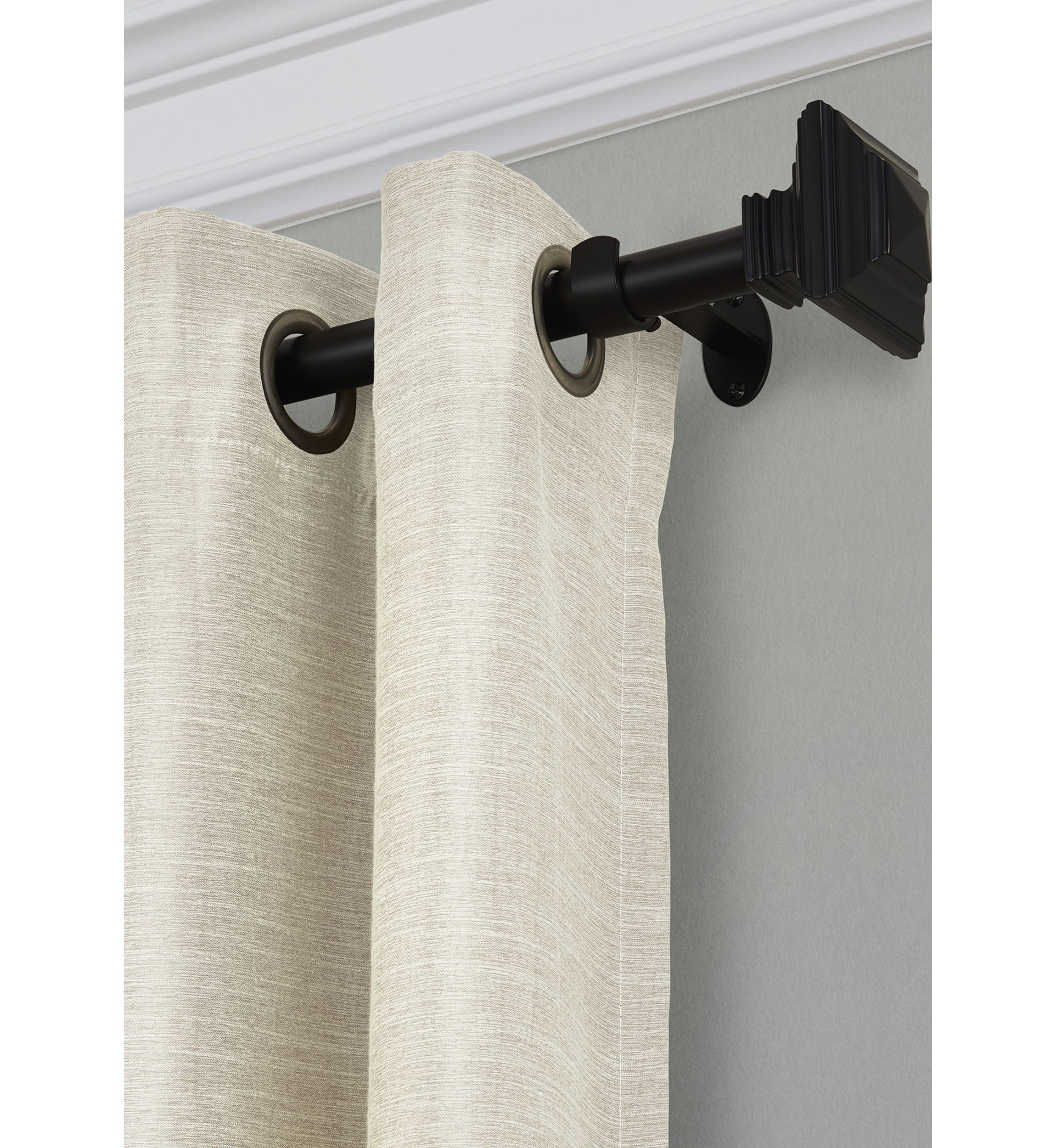 Florence Single Curtain Rod with Stacked Square Finial