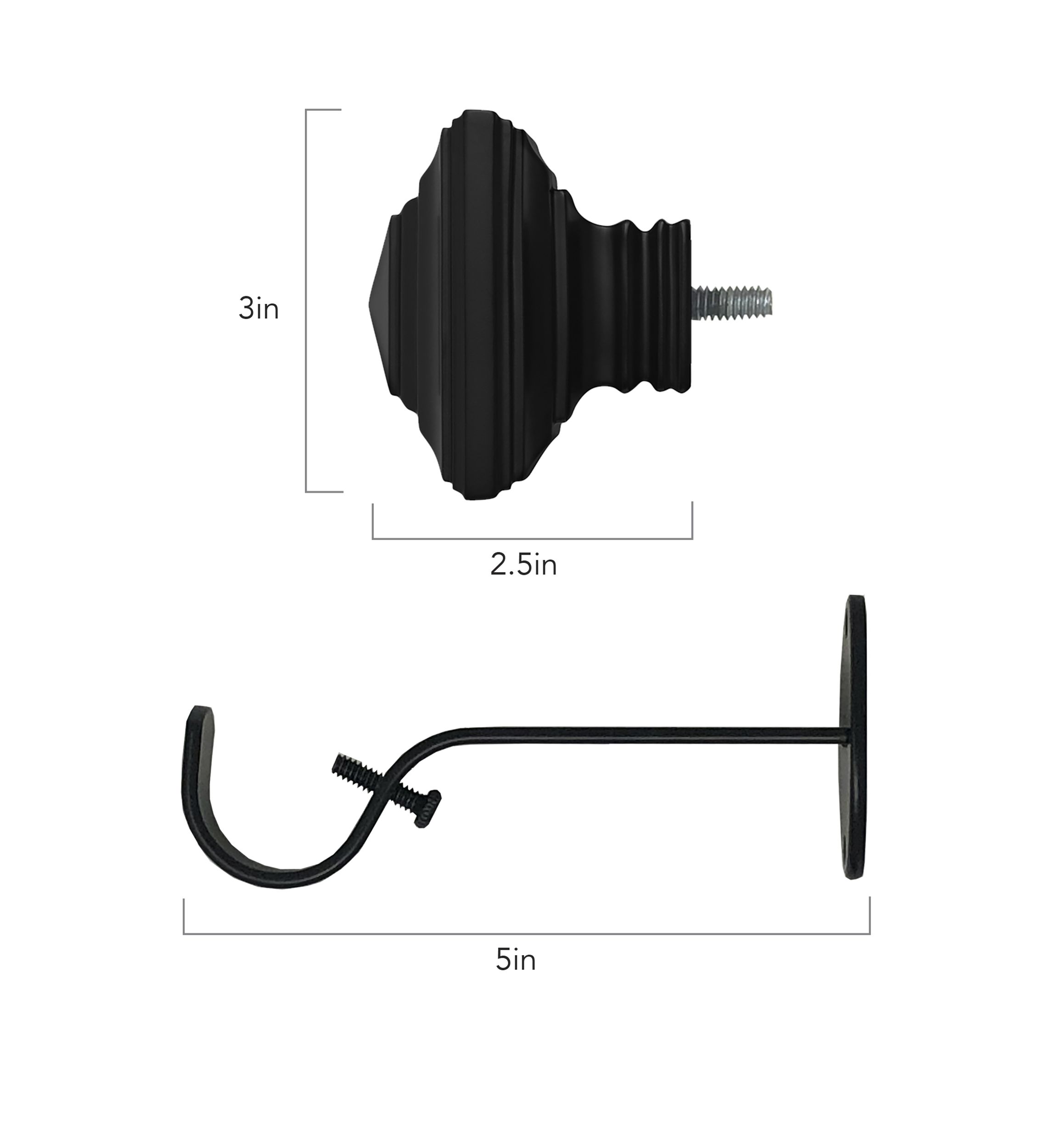 Florence Single Curtain Rod with Stacked Square Finial