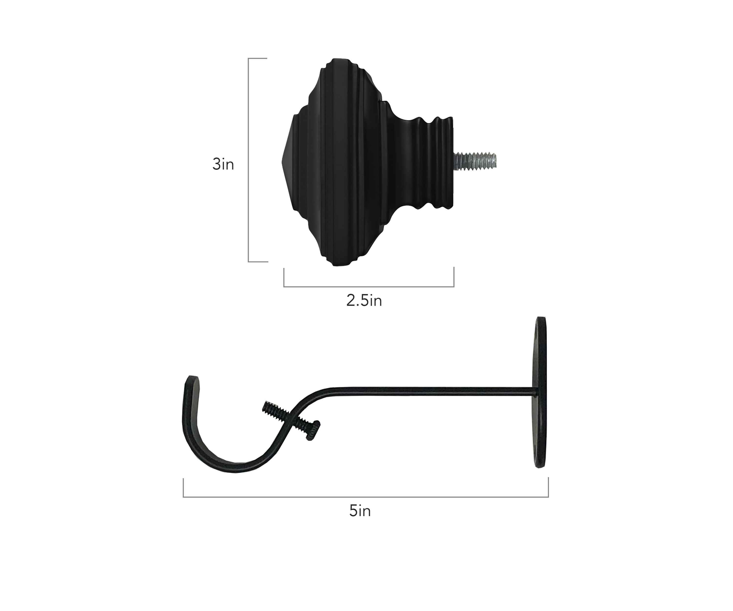 Florence Single Curtain Rod with Stacked Square Finial