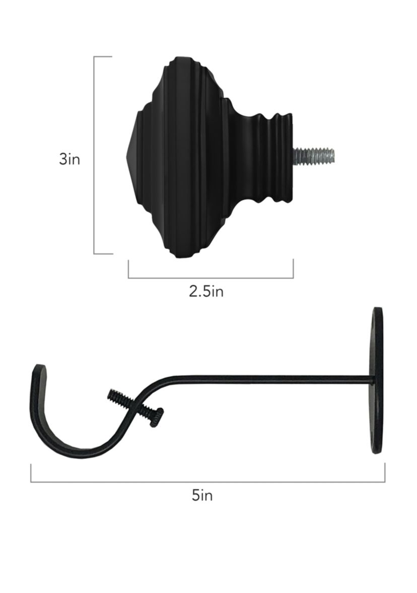 Florence Single Curtain Rod with Stacked Square Finial
