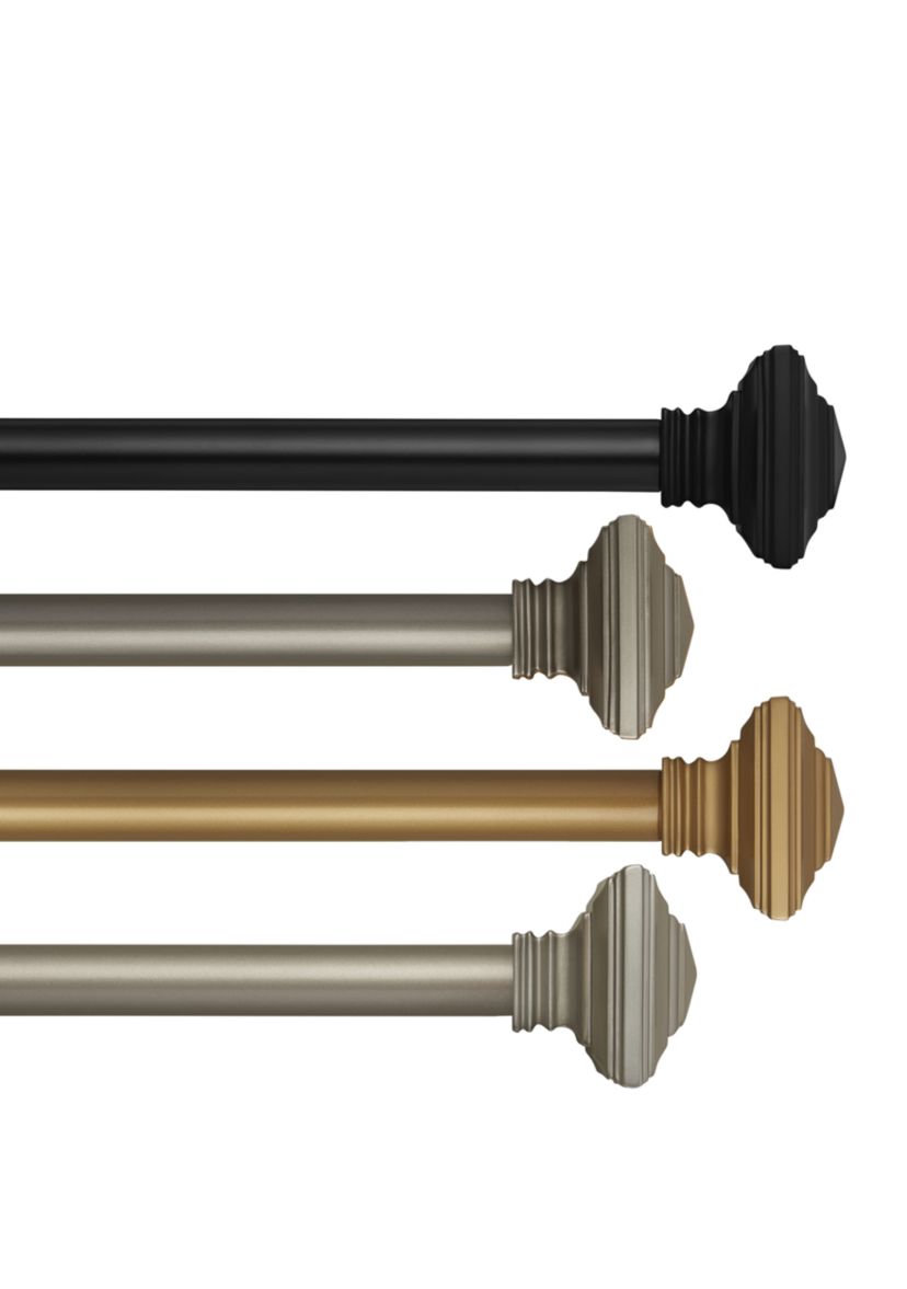 Florence Single Curtain Rod with Stacked Square Finial