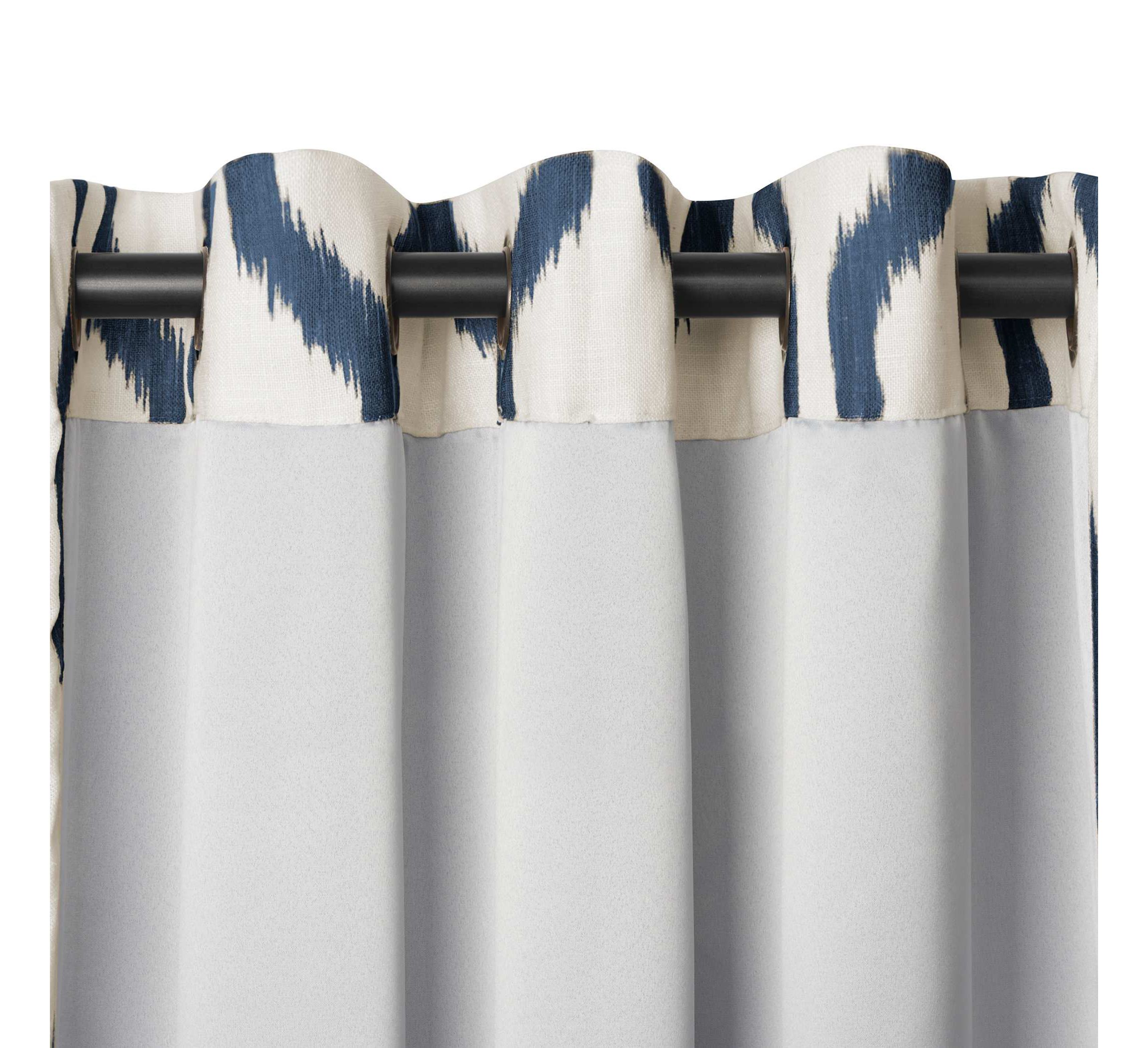 Renzo Ikat Geometric Linen Room Darkening Window Curtain