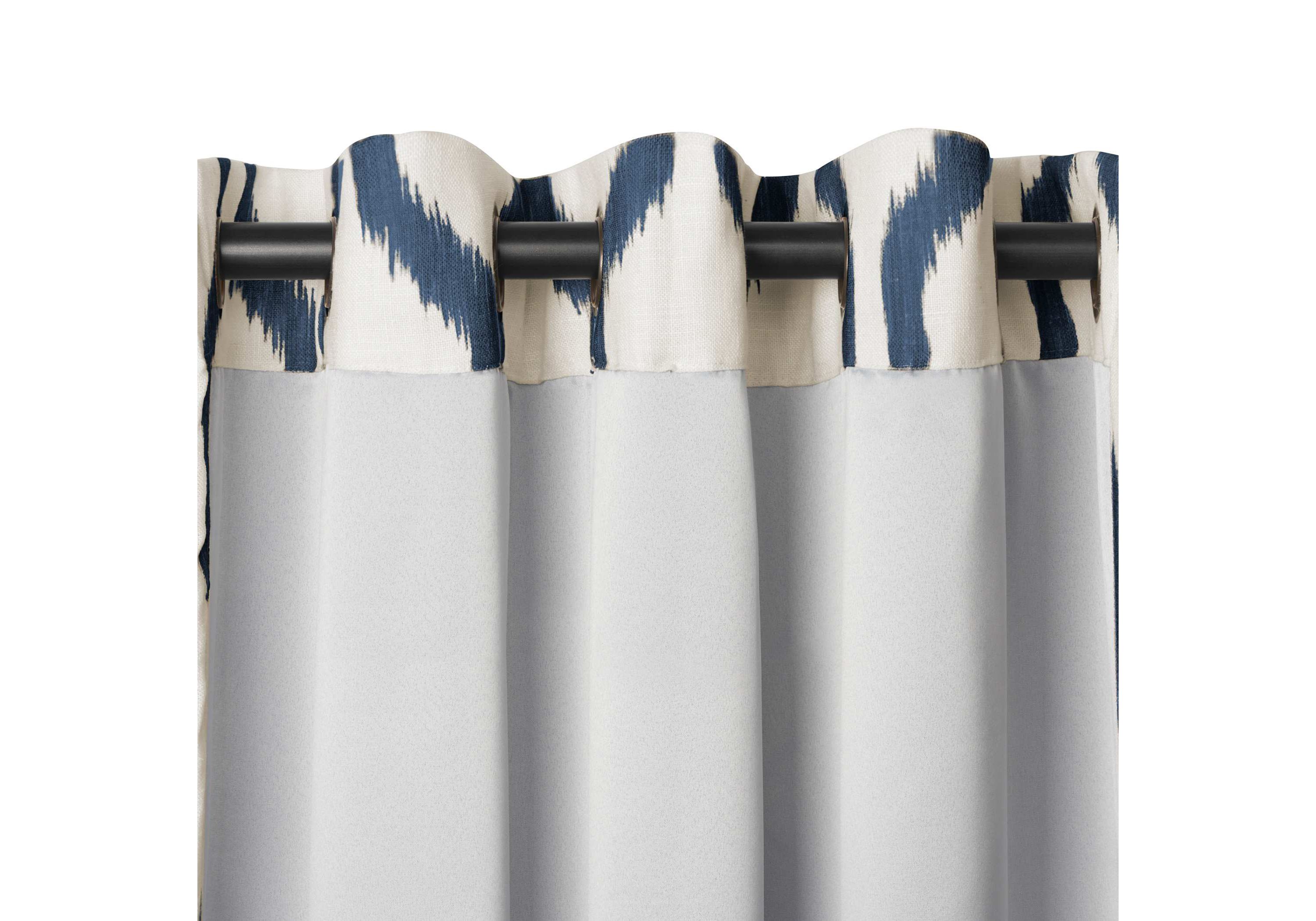 Renzo Ikat Geometric Linen Room Darkening Window Curtain