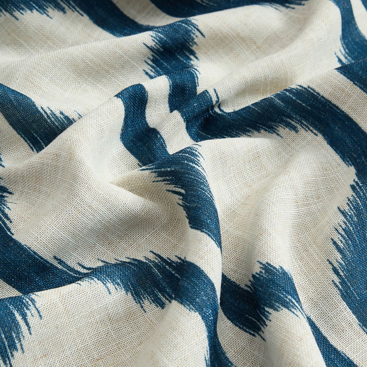 Renzo Ikat Geometric Linen Room Darkening Window Curtain