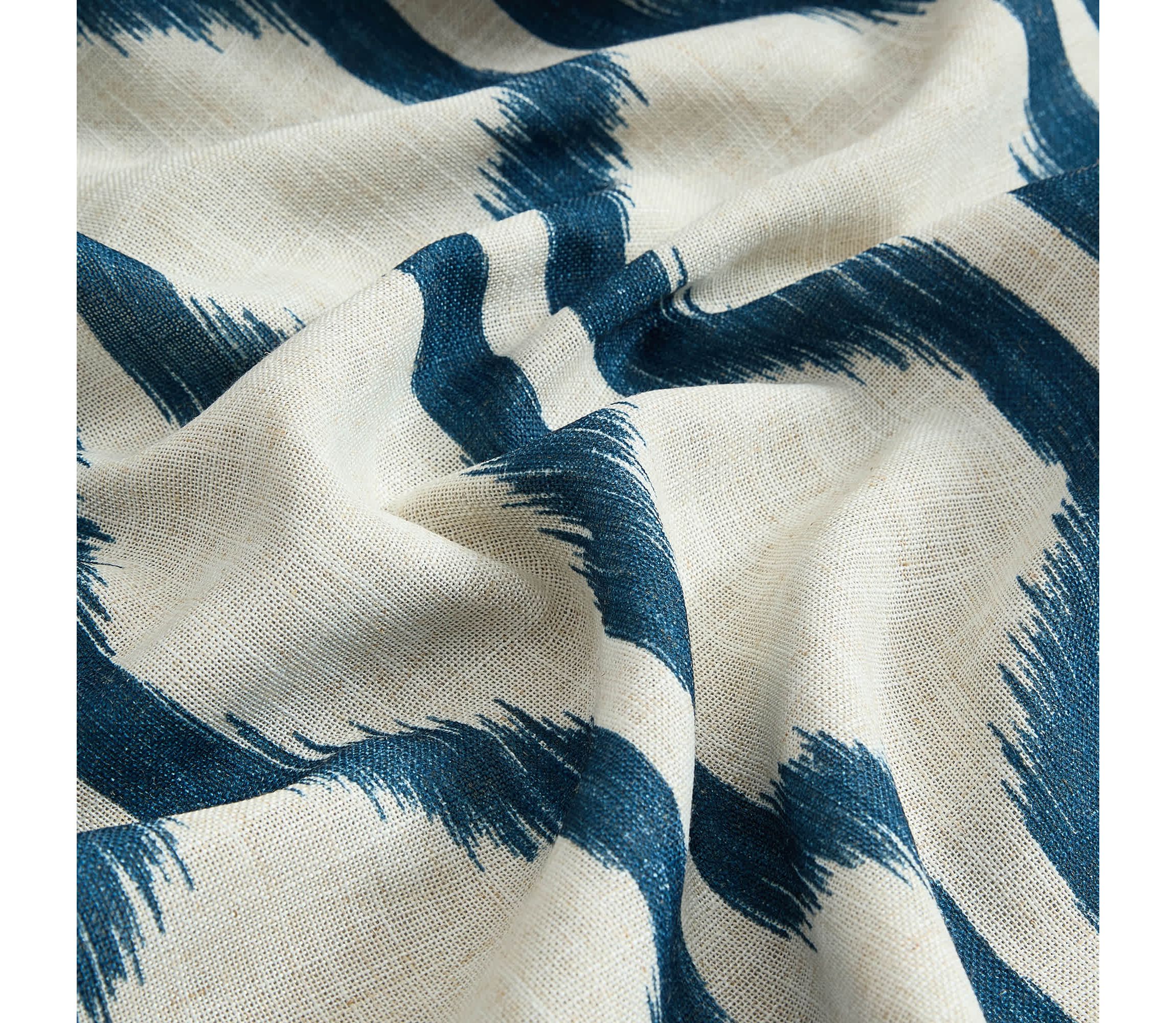 Renzo Ikat Geometric Linen Room Darkening Window Curtain