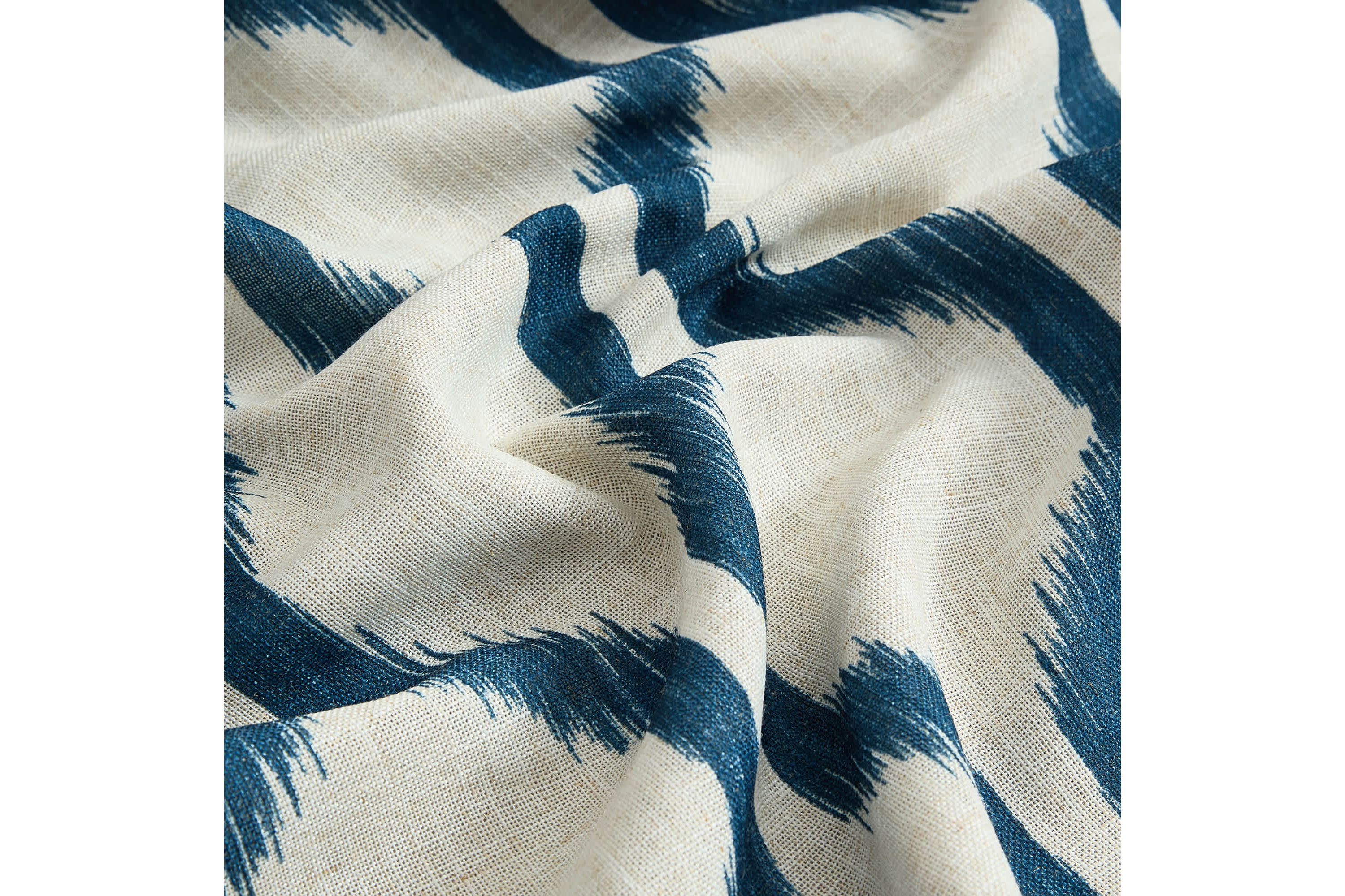 Renzo Ikat Geometric Linen Room Darkening Window Curtain