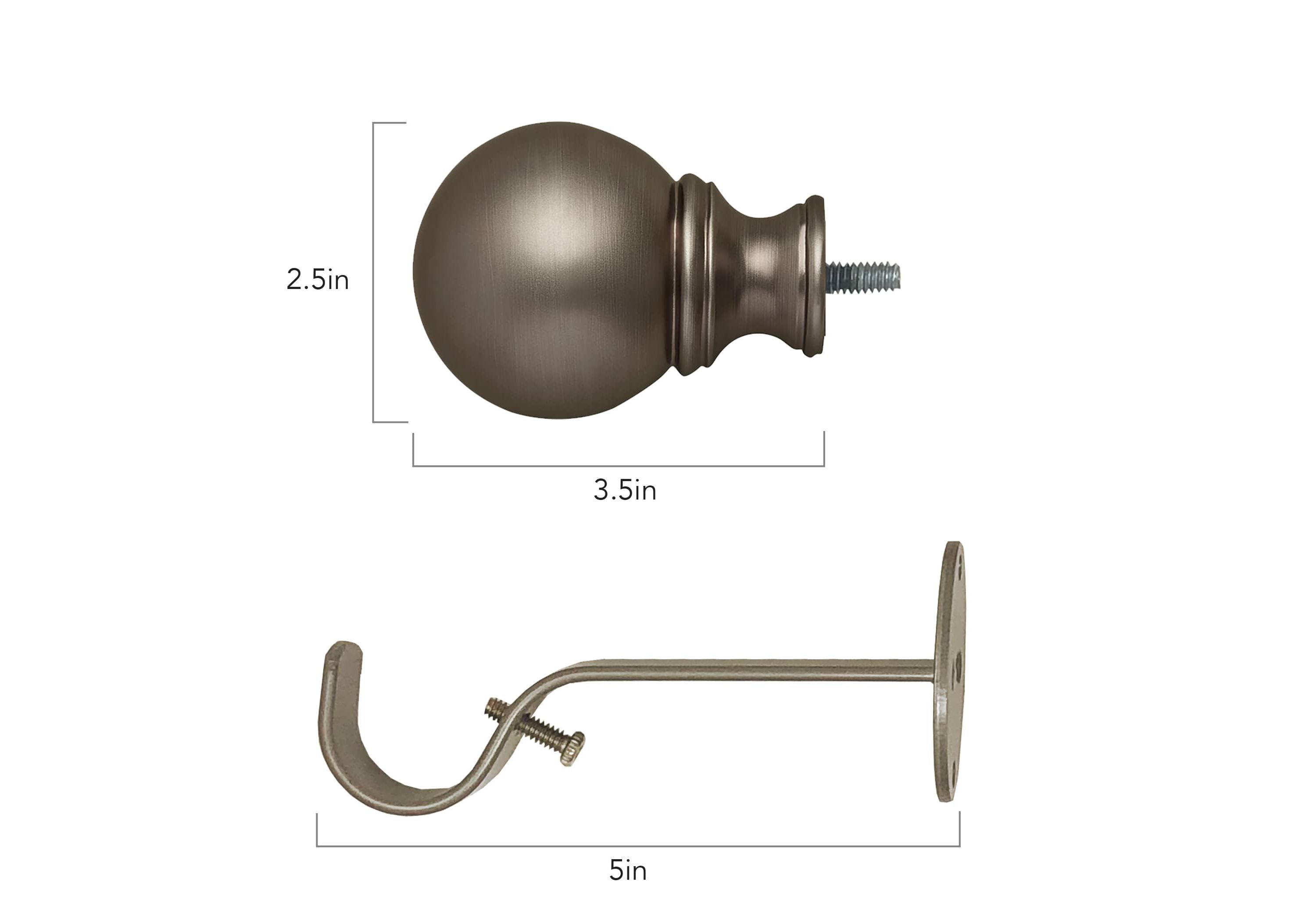Cordelia Single Curtain Rod with Globe Ball Finial