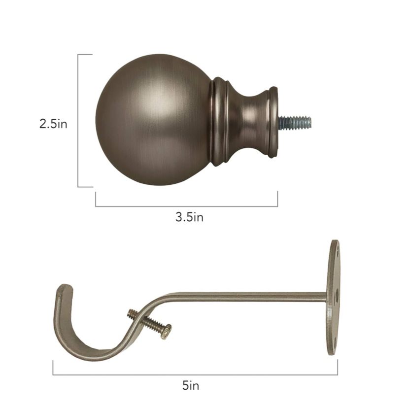 Cordelia Single Curtain Rod with Globe Ball Finial