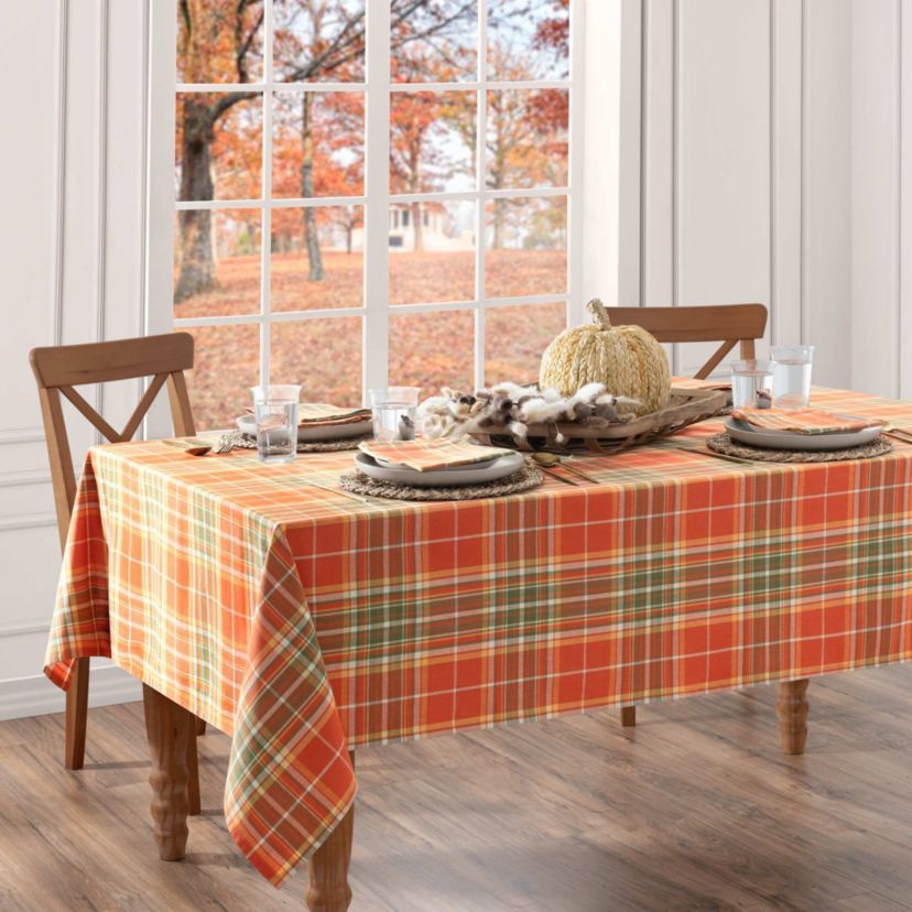 Hawley Plaid Harvest Cotton Rectangular Tablecloth