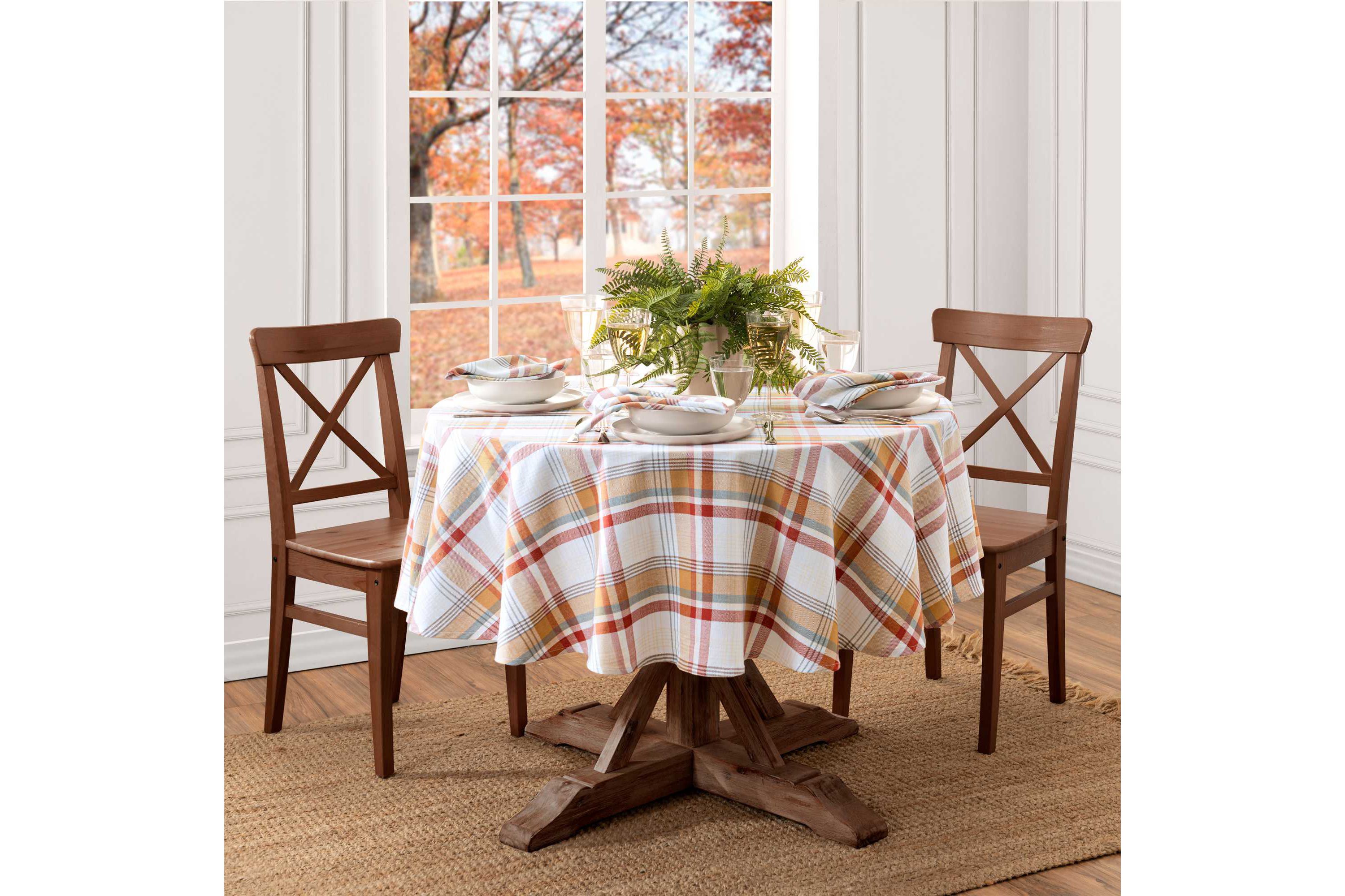 Seneca Plaid Harvest Cotton Tablecloth - Round/Oval