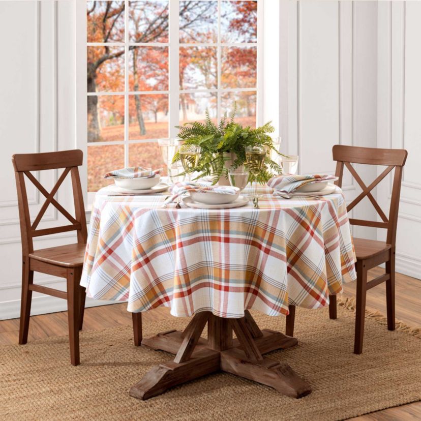 Seneca Plaid Harvest Cotton Tablecloth - Round/Oval