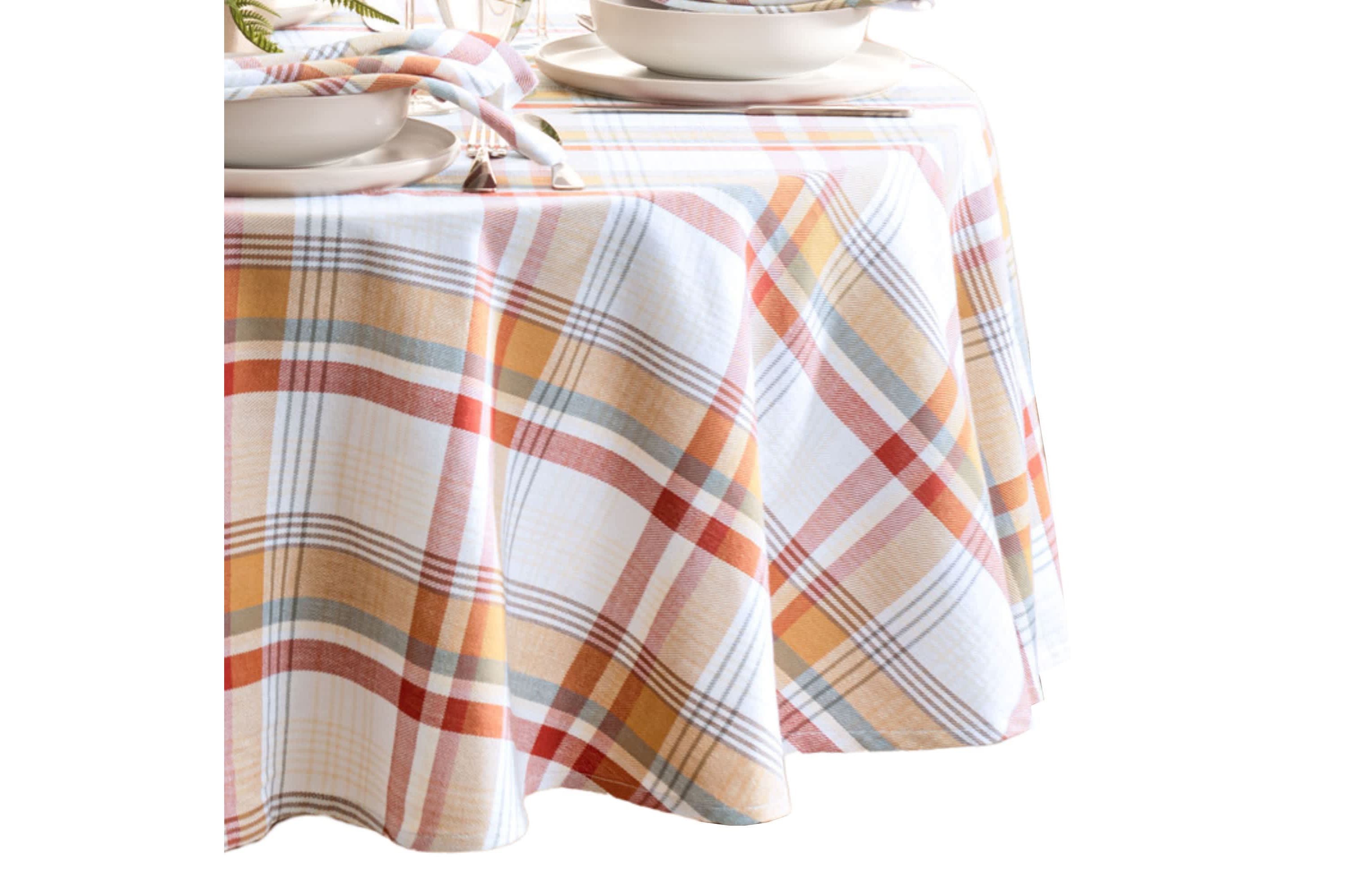 Seneca Plaid Harvest Cotton Tablecloth - Round/Oval