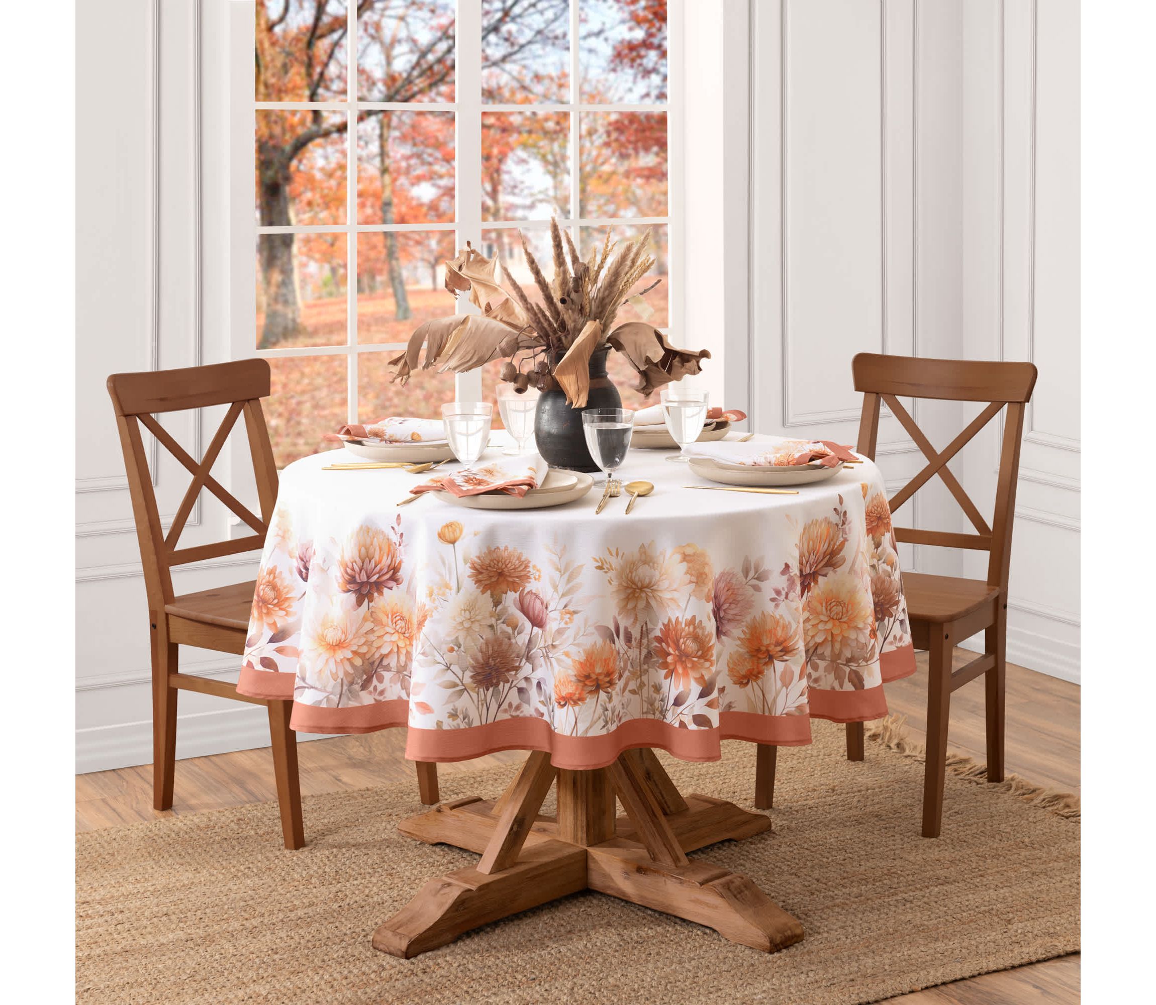 Autumn Blooms Tablecloth - Round/Oval