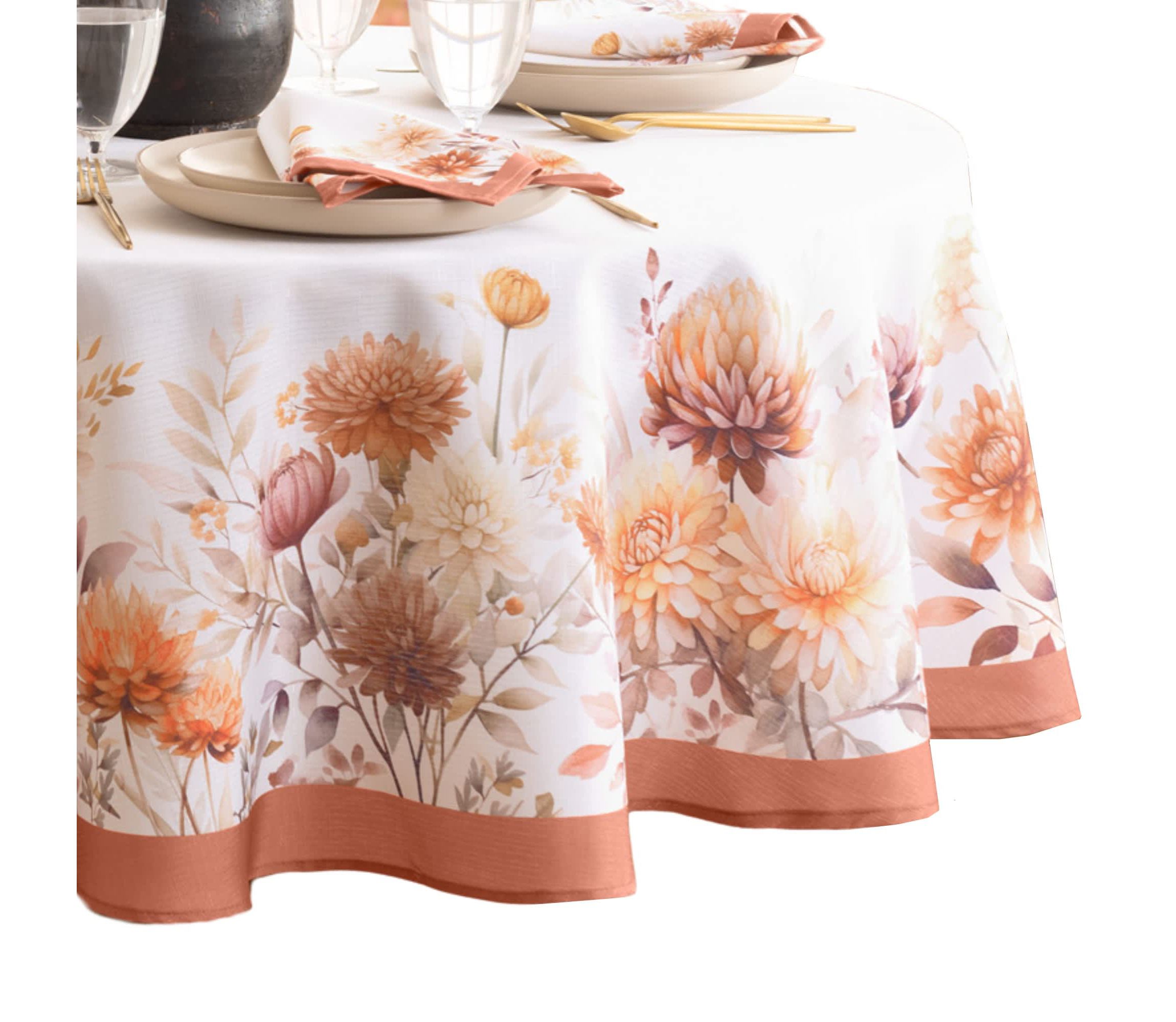 Autumn Blooms Tablecloth - Round/Oval