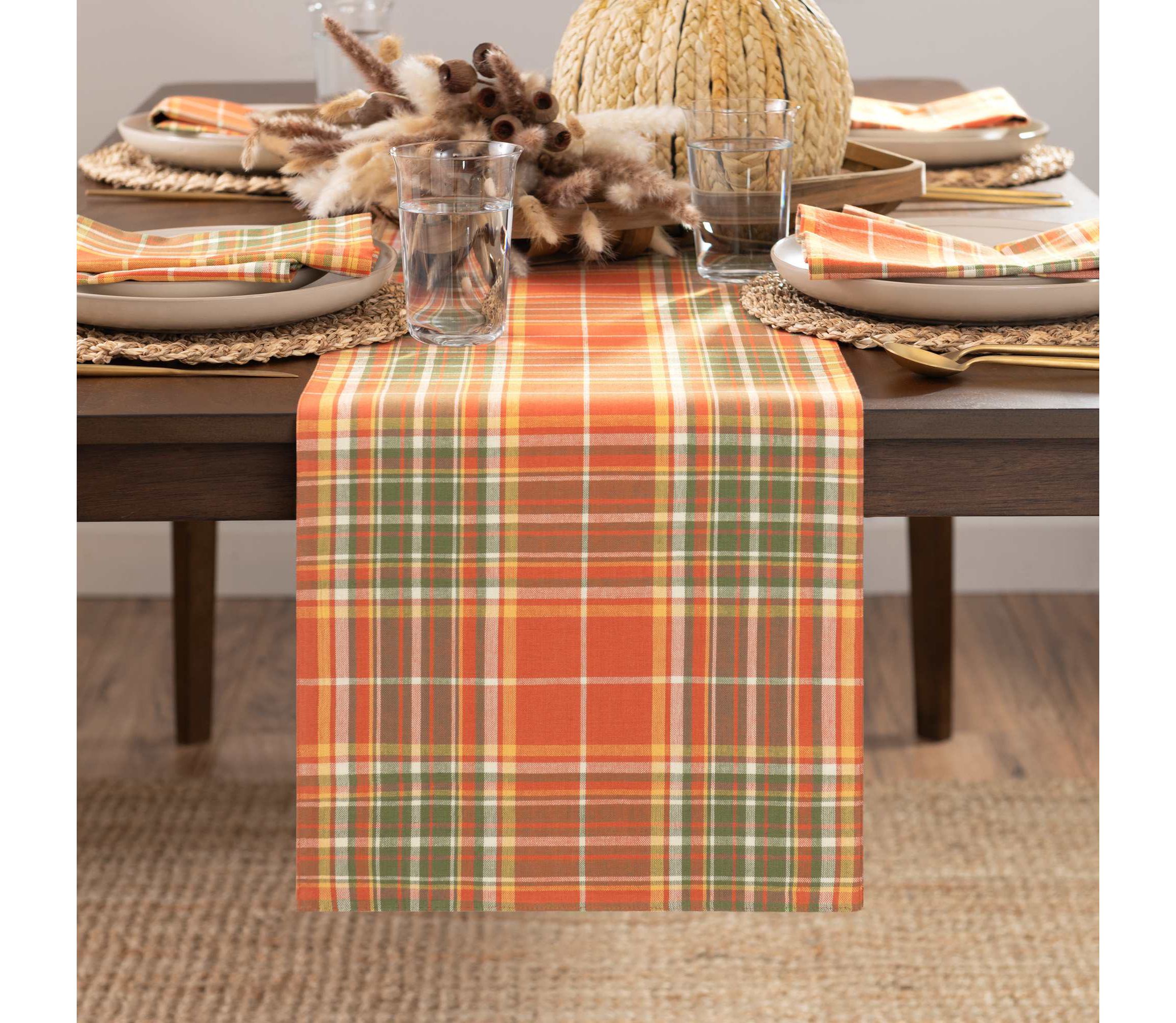 Hawley Plaid Harvest Cotton Table Runner -13x90