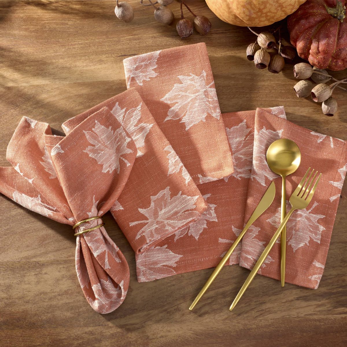 Falling Leaves Jacquard Napkins, Set of 8
