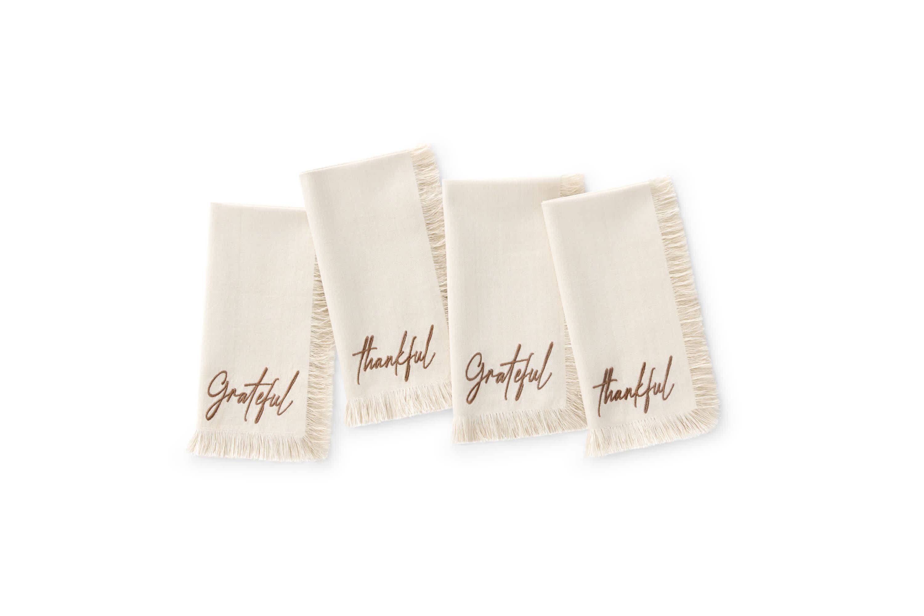 Fringed Harvest Sentiment Napkins, Set of 4