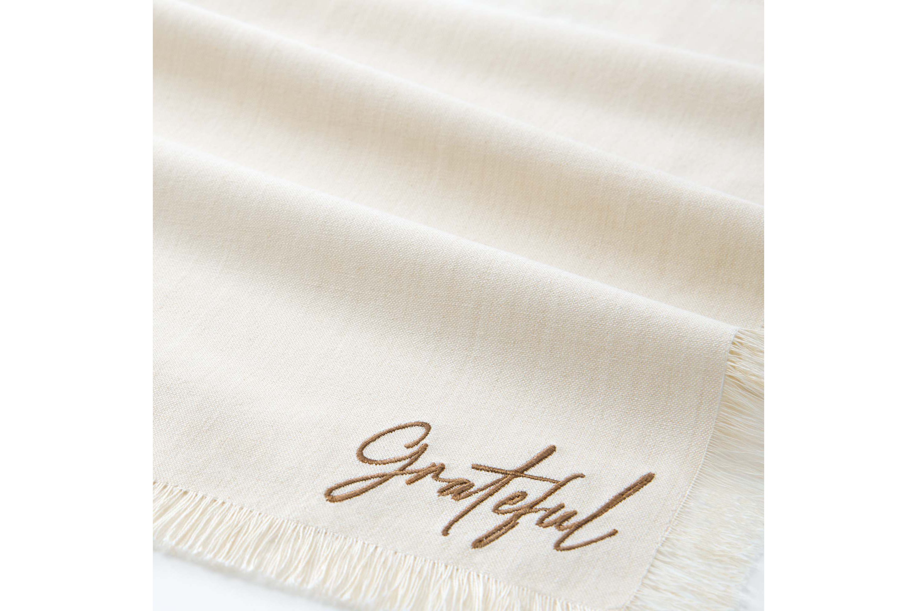 Fringed Harvest Sentiment Napkins, Set of 4