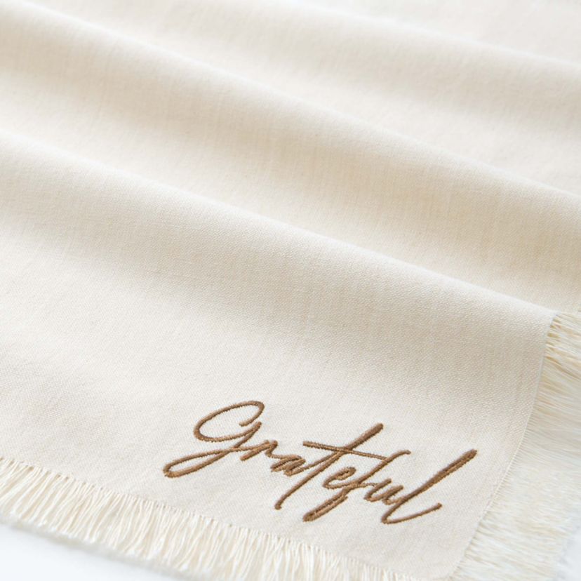 Fringed Harvest Sentiment Napkins, Set of 4