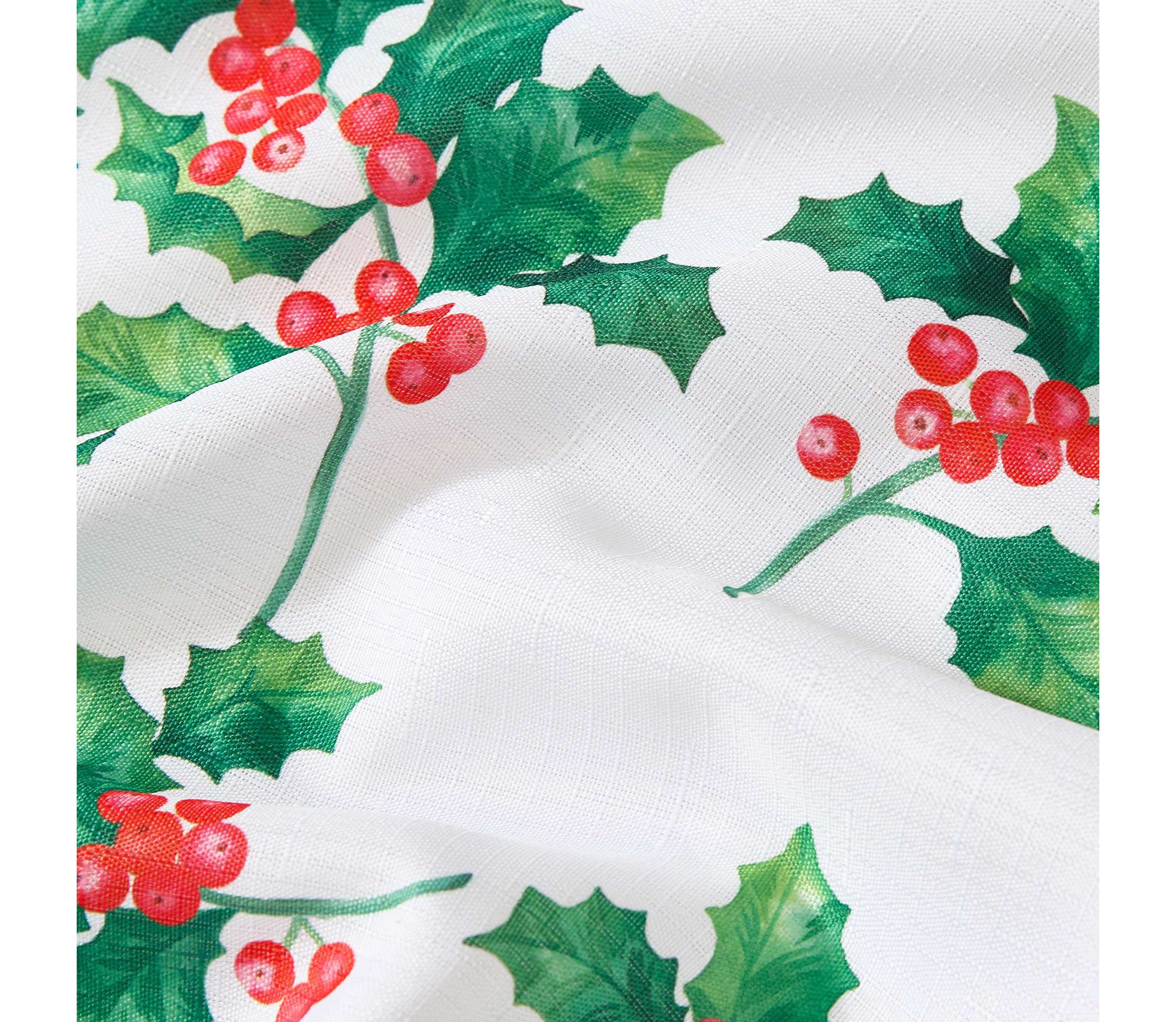 Vintage Holly Scallop Border Tablecloth - Round/Oval
