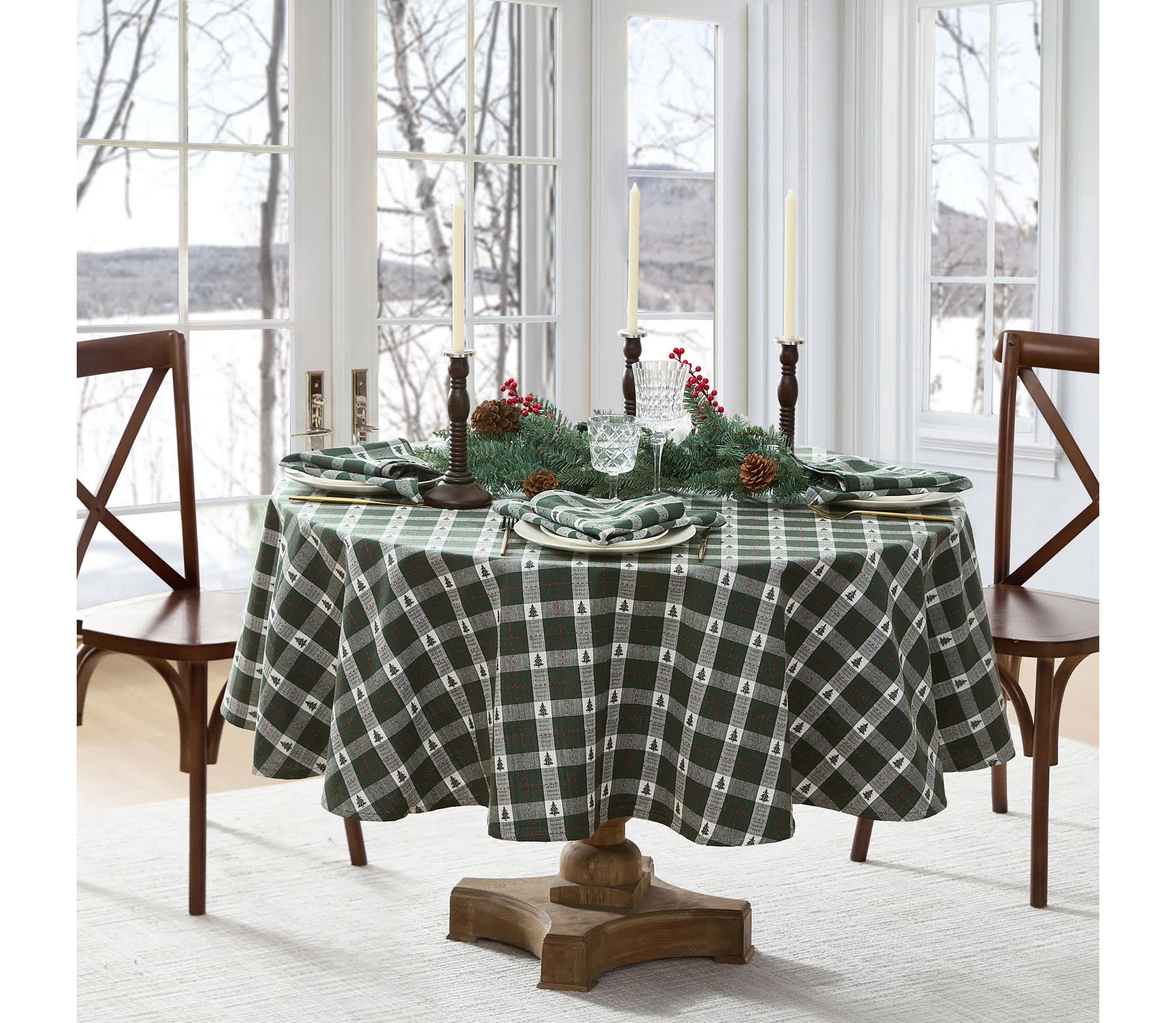 Sherwood Tree Dobby Cotton Tablecloth - Round/Oval