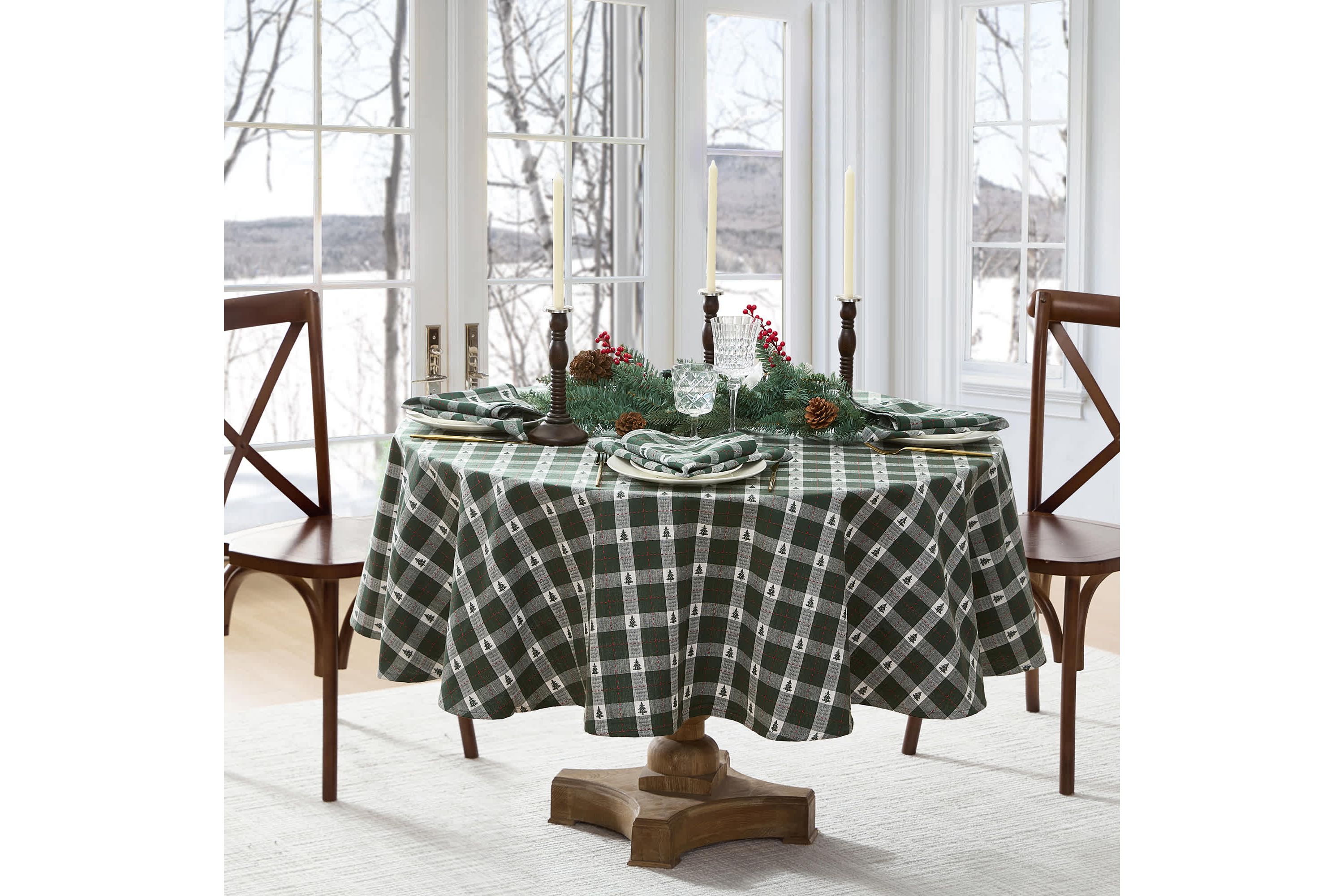 Sherwood Tree Dobby Cotton Tablecloth - Round/Oval