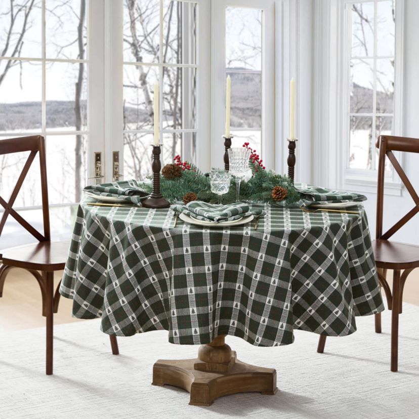 Sherwood Tree Dobby Cotton Tablecloth - Round/Oval