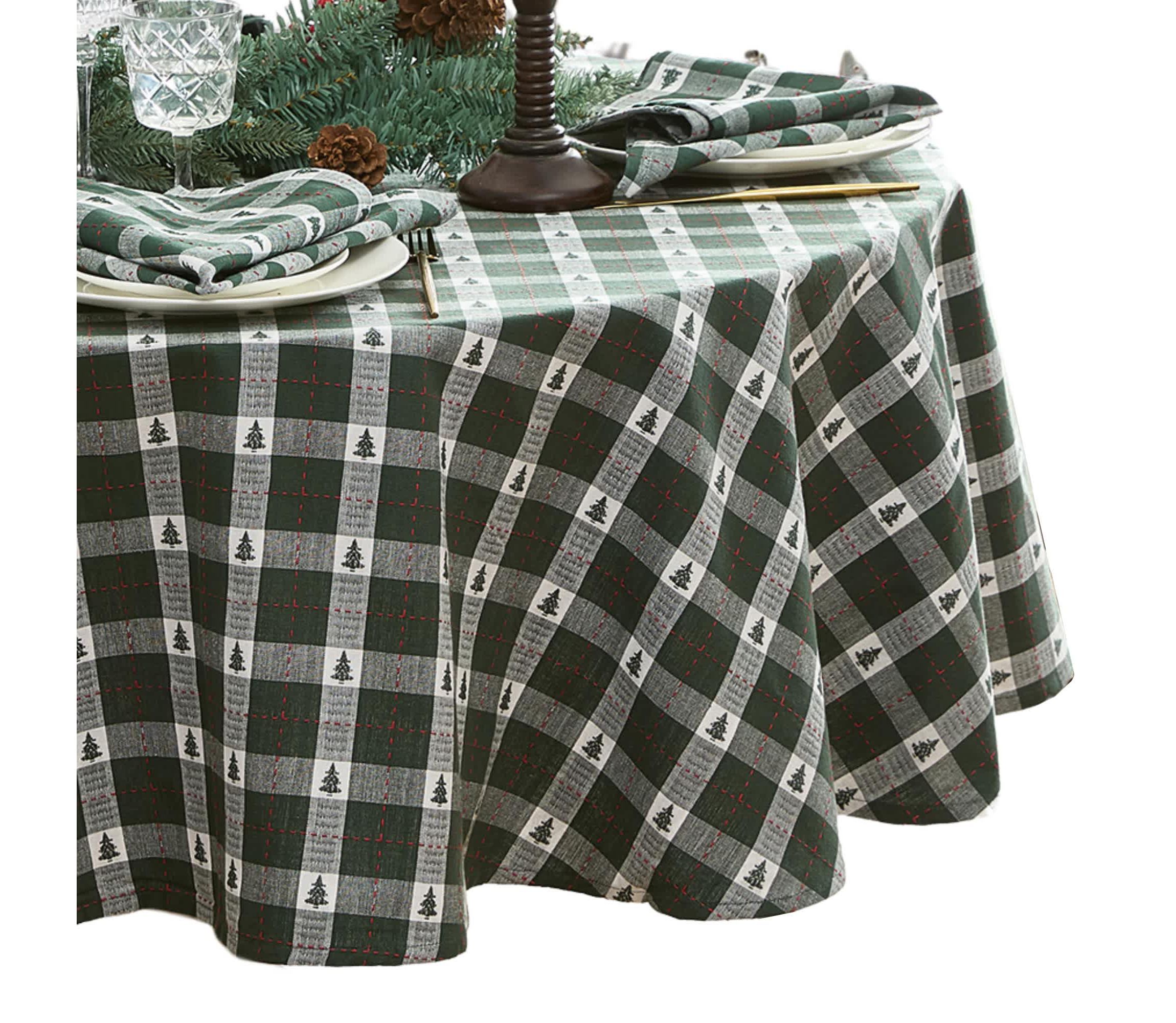 Sherwood Tree Dobby Cotton Tablecloth - Round/Oval