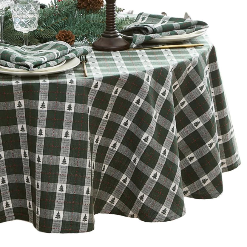 Sherwood Tree Dobby Cotton Tablecloth - Round/Oval