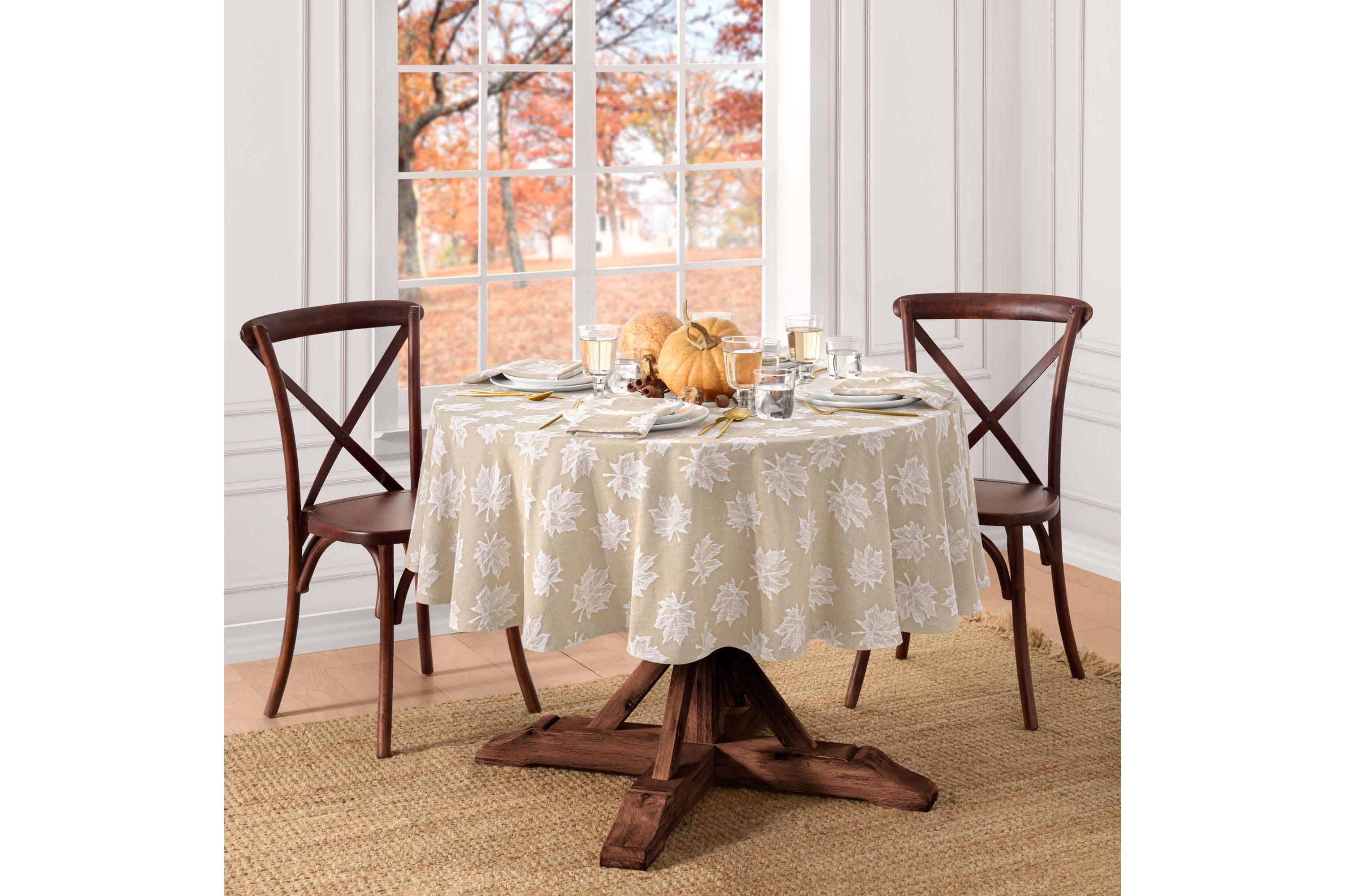 Falling Leaves Jacquard Tablecloth - Round/Oval
