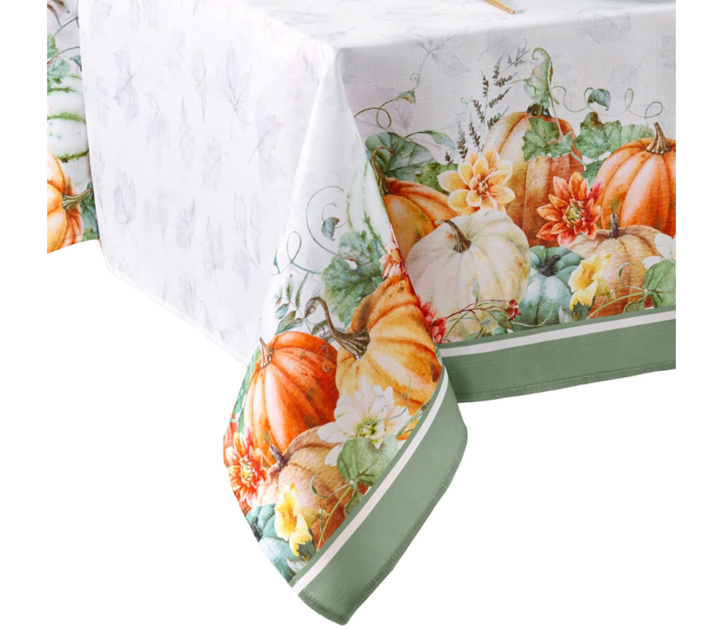 Pumpkin Harvest Vine Double Border Rectangle Tablecloth