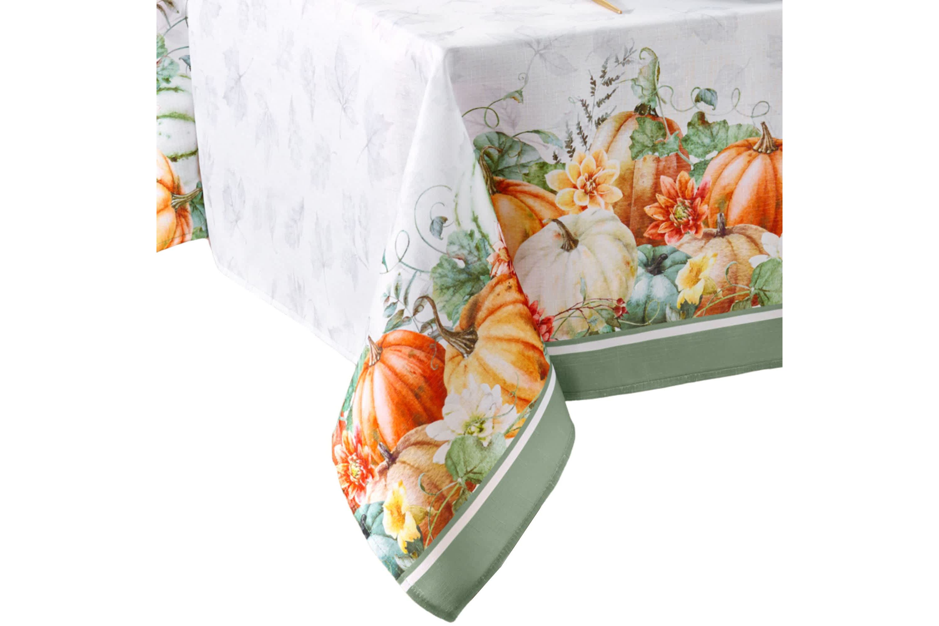 Pumpkin Harvest Vine Double Border Rectangle Tablecloth